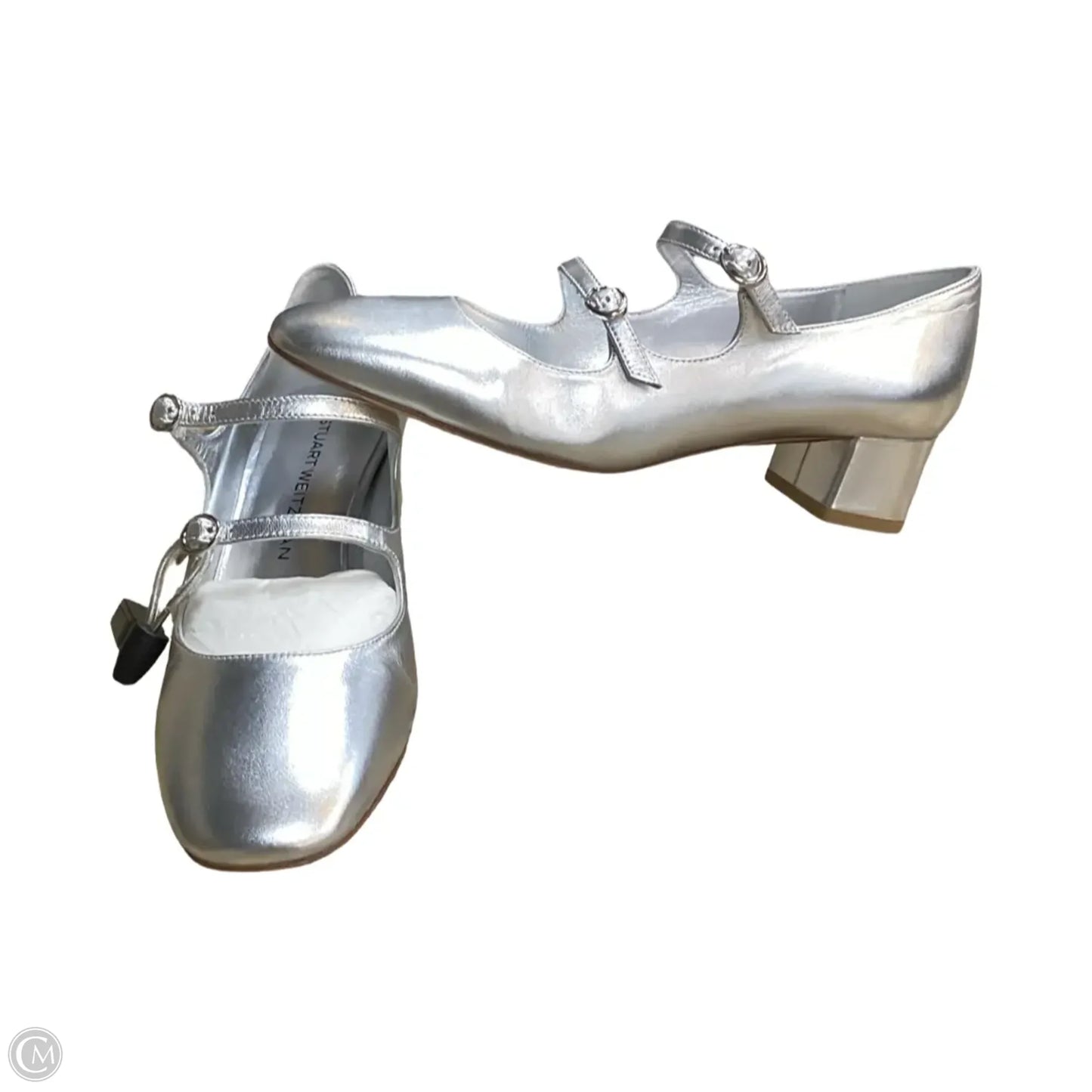 Shoes Designer By Stuart Weitzman In Silver, Size: 8.5