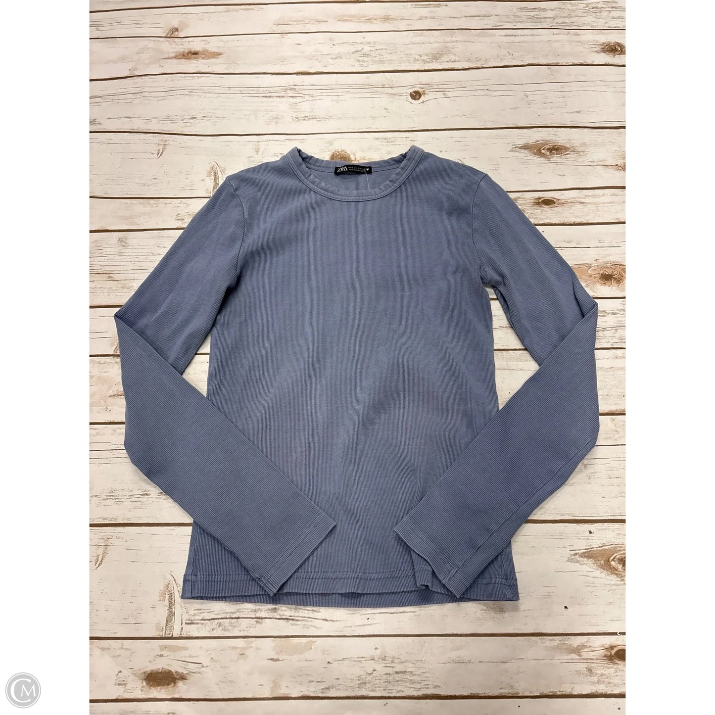 Top Long Sleeve By Zara In Blue, Size: L