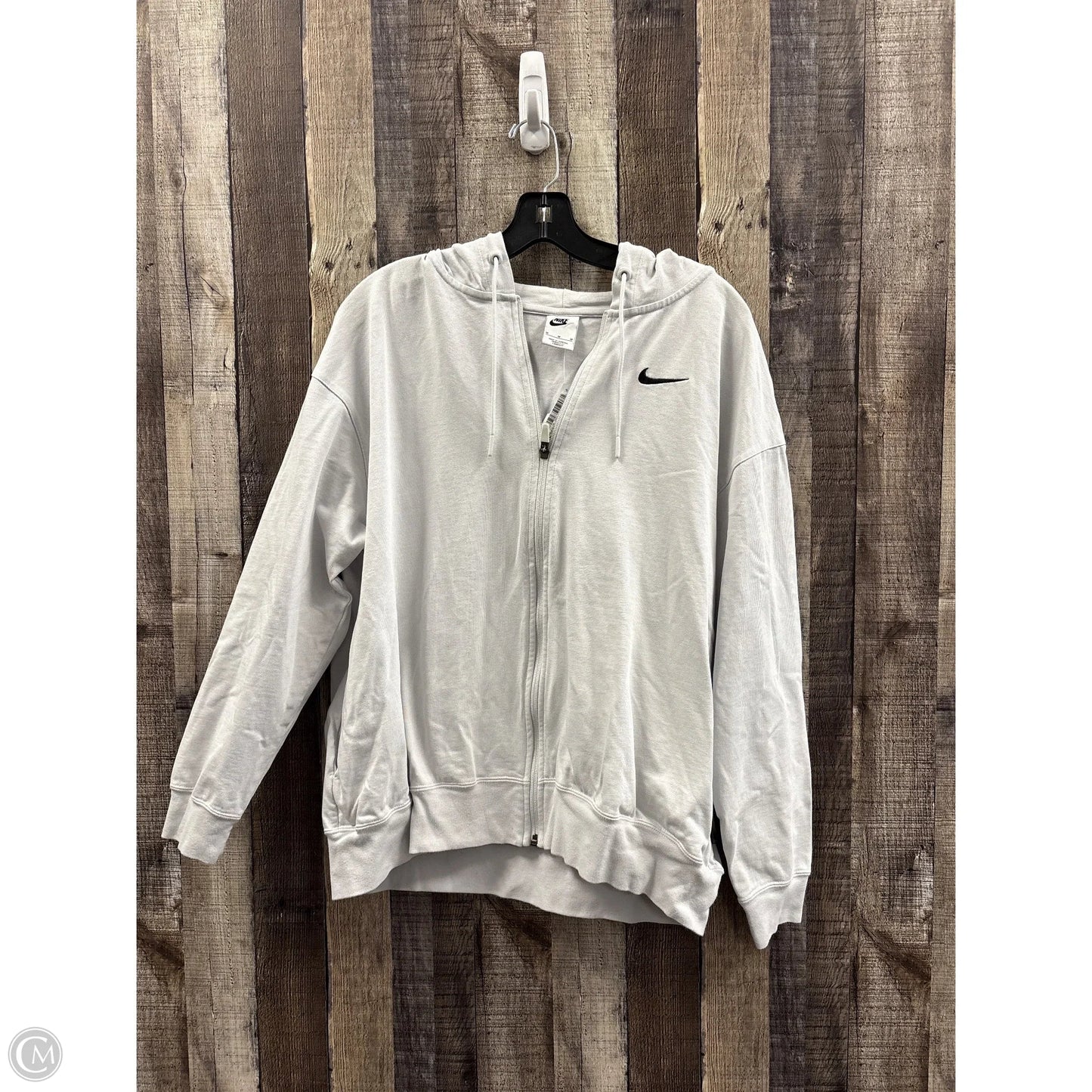 Athletic Sweatshirt Hoodie By Nike In White, Size: M