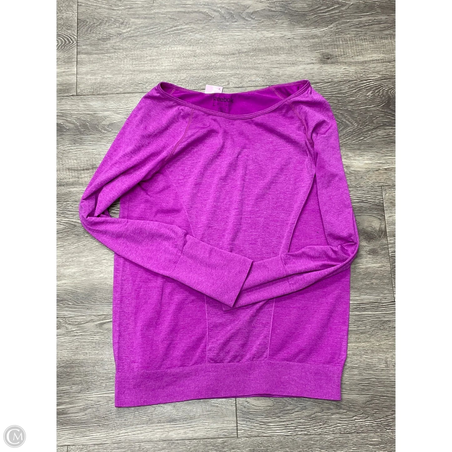Athletic Top Long Sleeve Collar By Reebok In Purple, Size: L