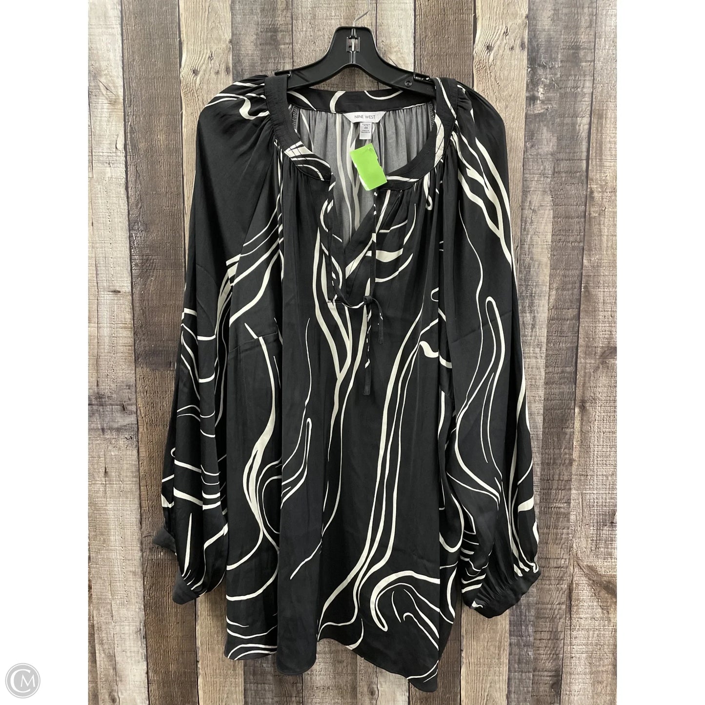 Tunic Long Sleeve By Nine West In Black & White, Size: 4x