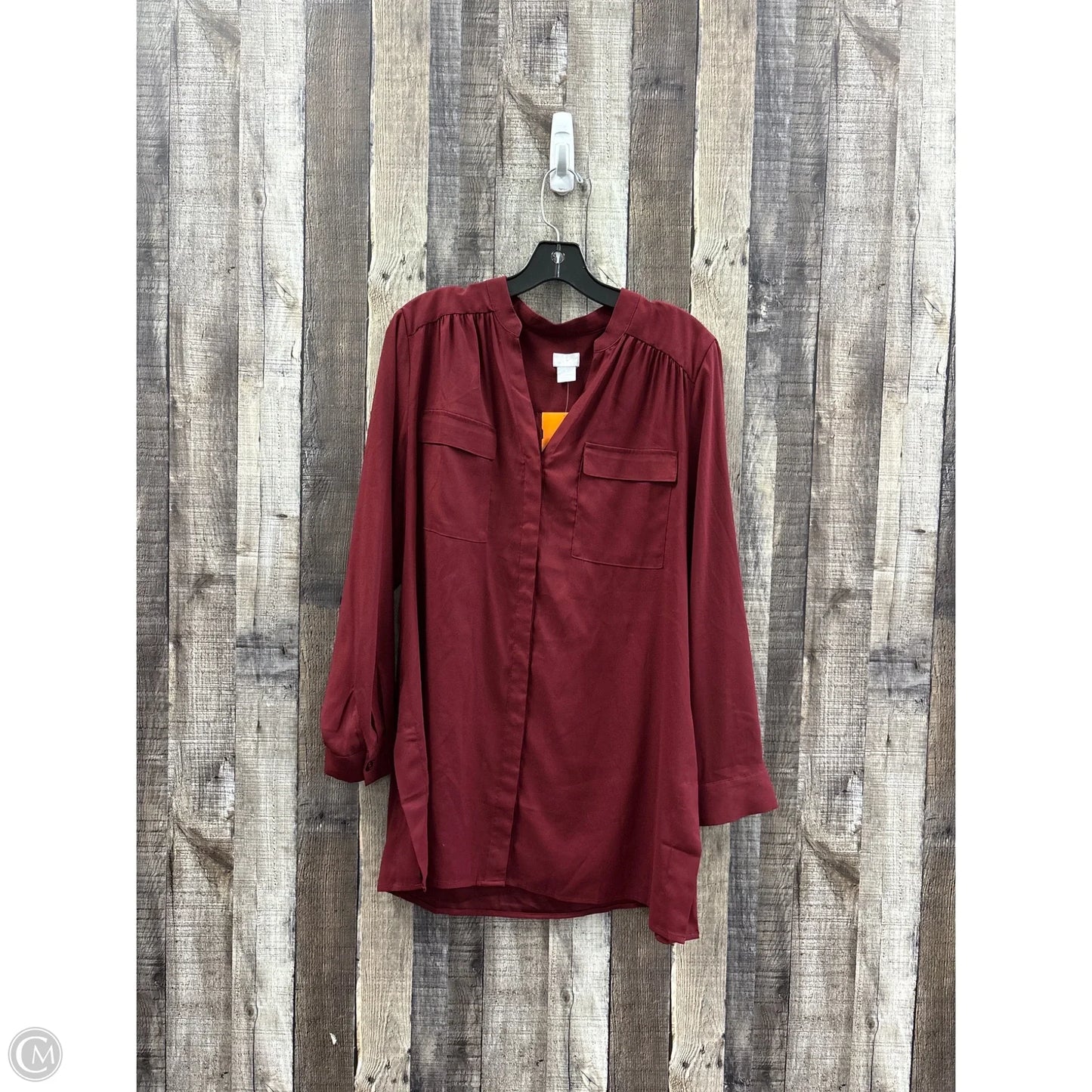 Top Long Sleeve By Chicos In Maroon, Size: L