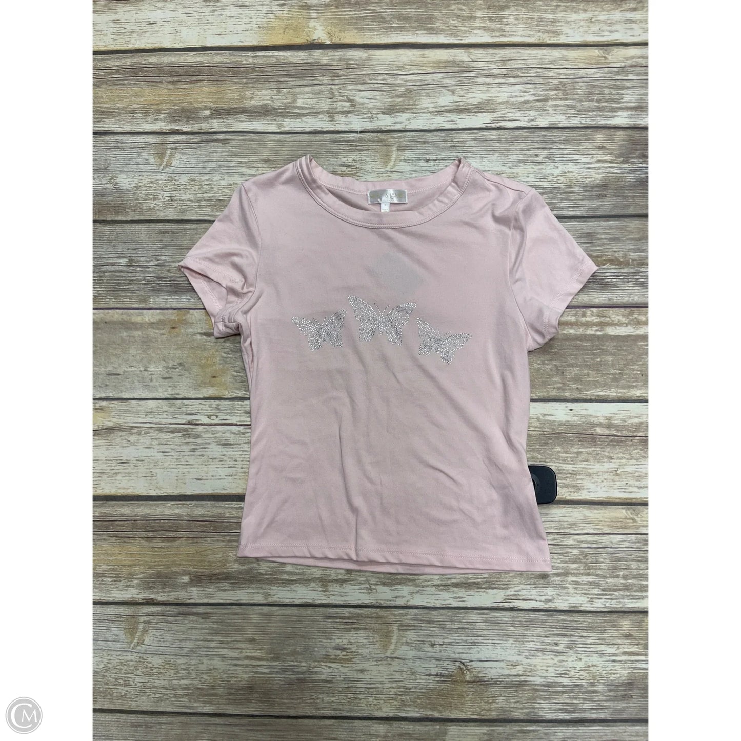 Top Short Sleeve By Cme In Pink, Size: S