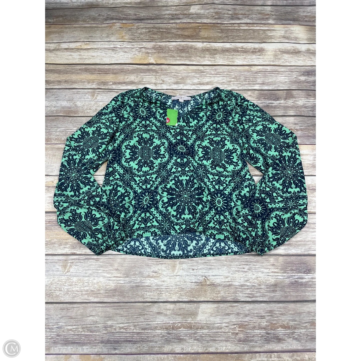 Top Long Sleeve By Loft In Blue & Green, Size: Xs