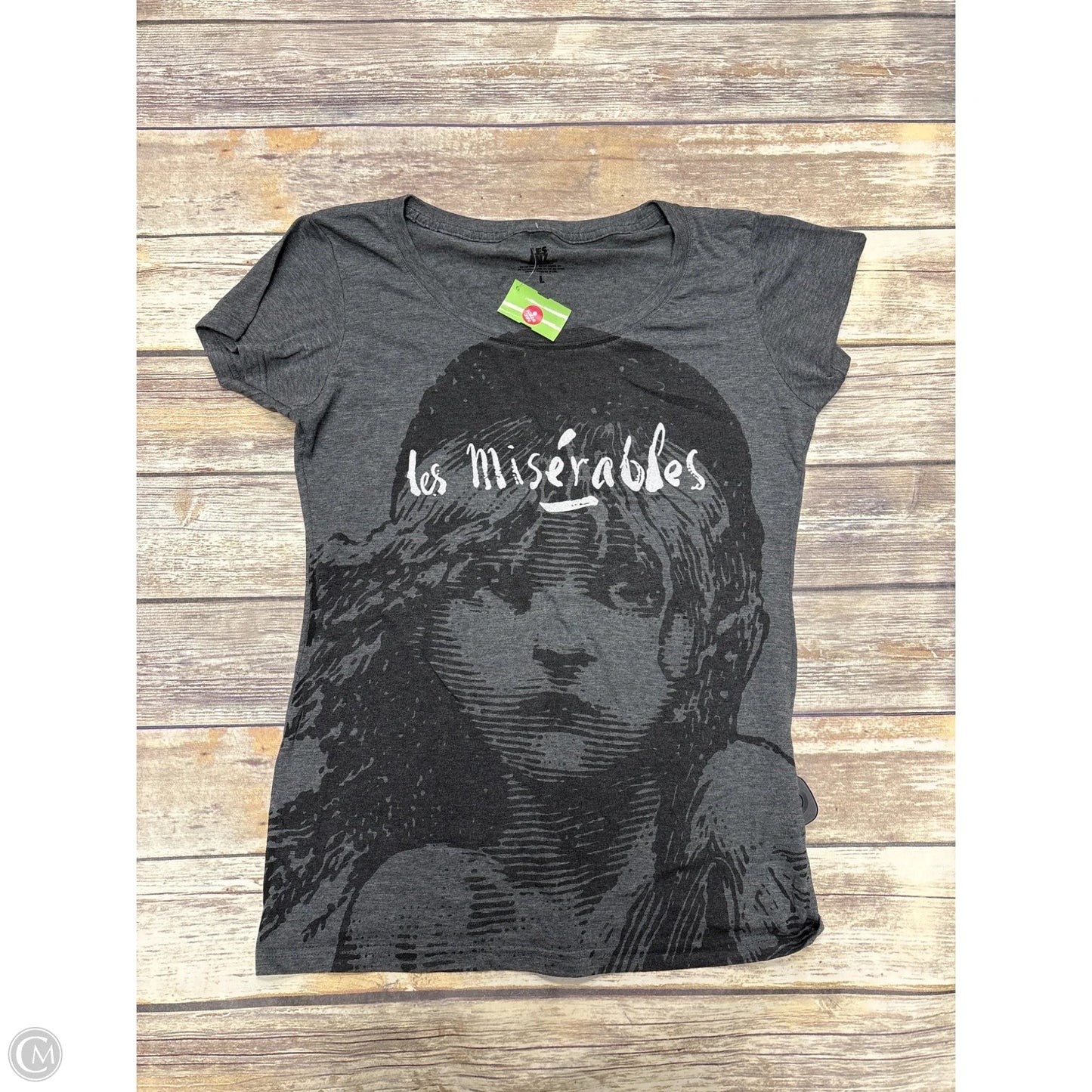 Top Short Sleeve By Cme In Grey, Size: L