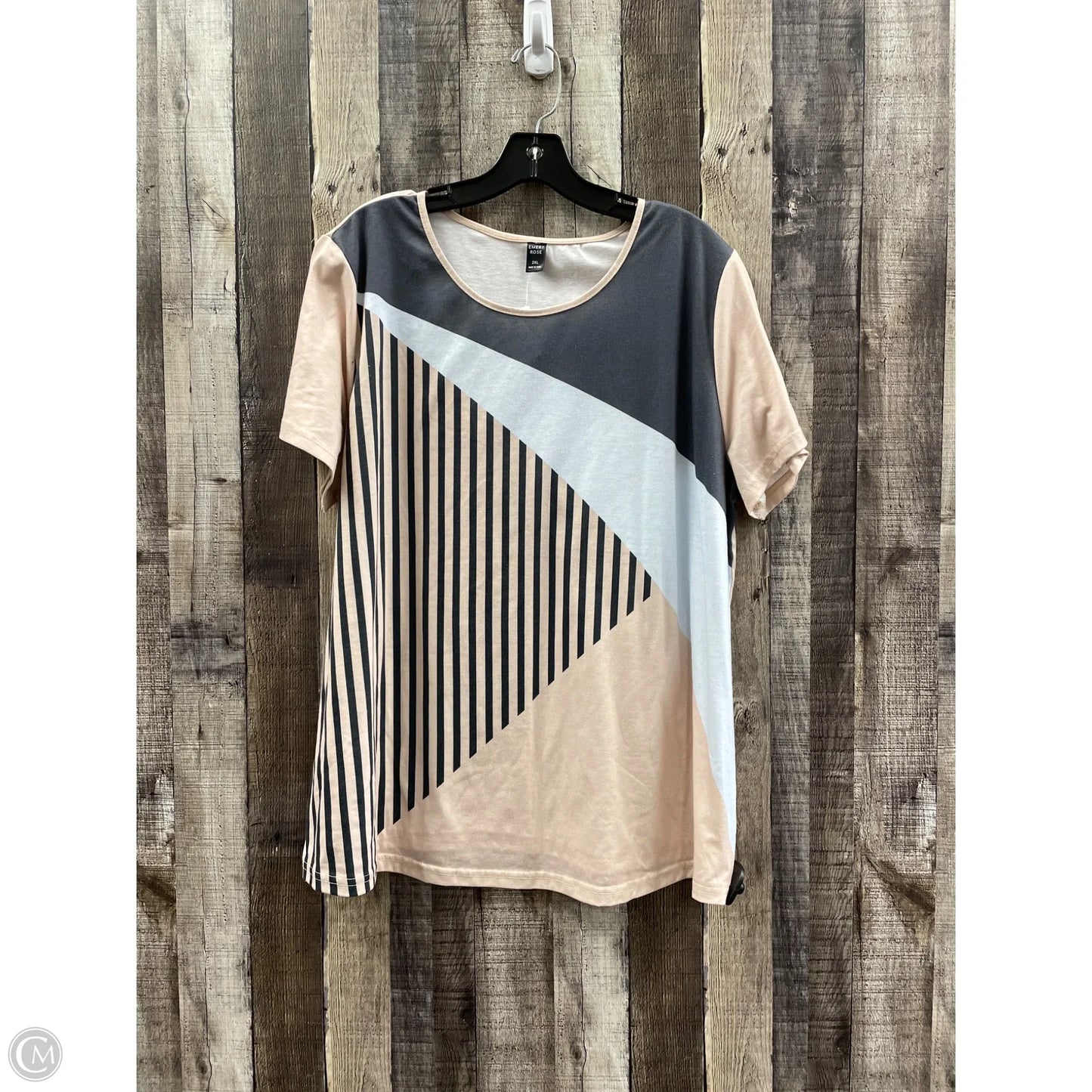 Top Short Sleeve By Emery Rose In Grey, Size: 2x