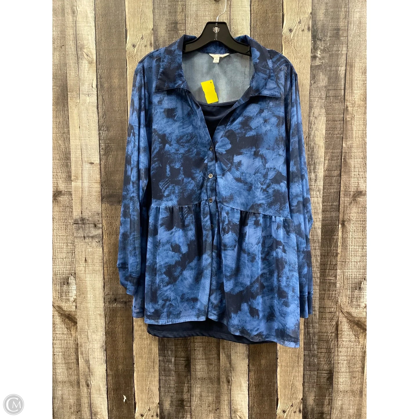 Top Long Sleeve By Terra & Sky In Navy, Size: 2x