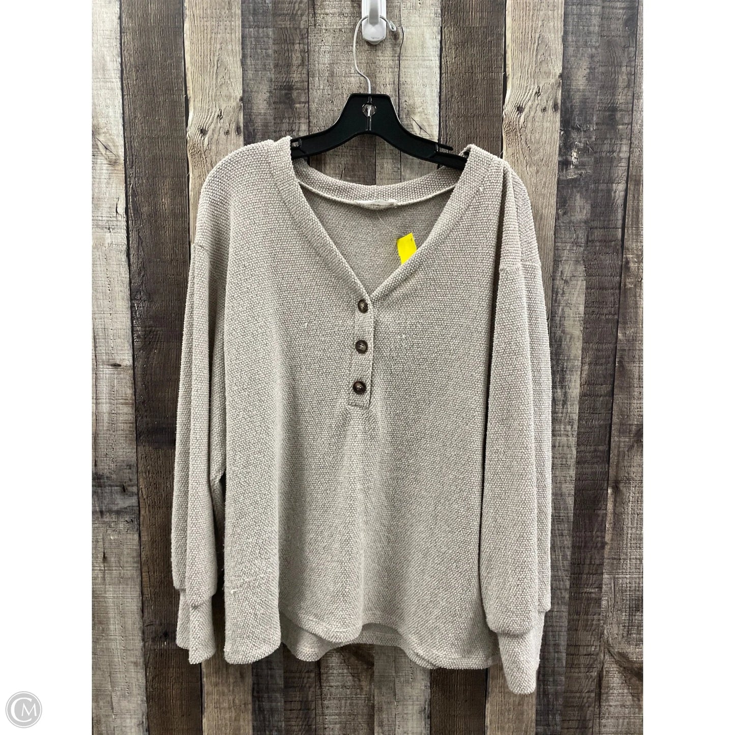 Top Long Sleeve By Lush In Tan, Size: L