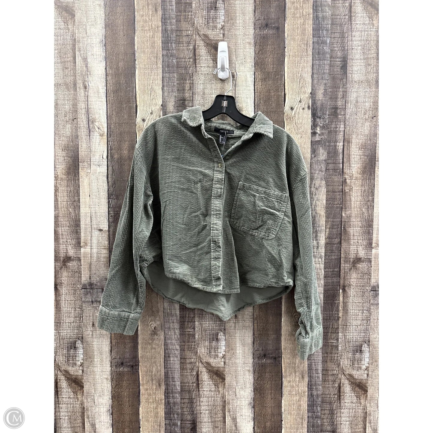 Top Long Sleeve By Forever 21 In Green, Size: L