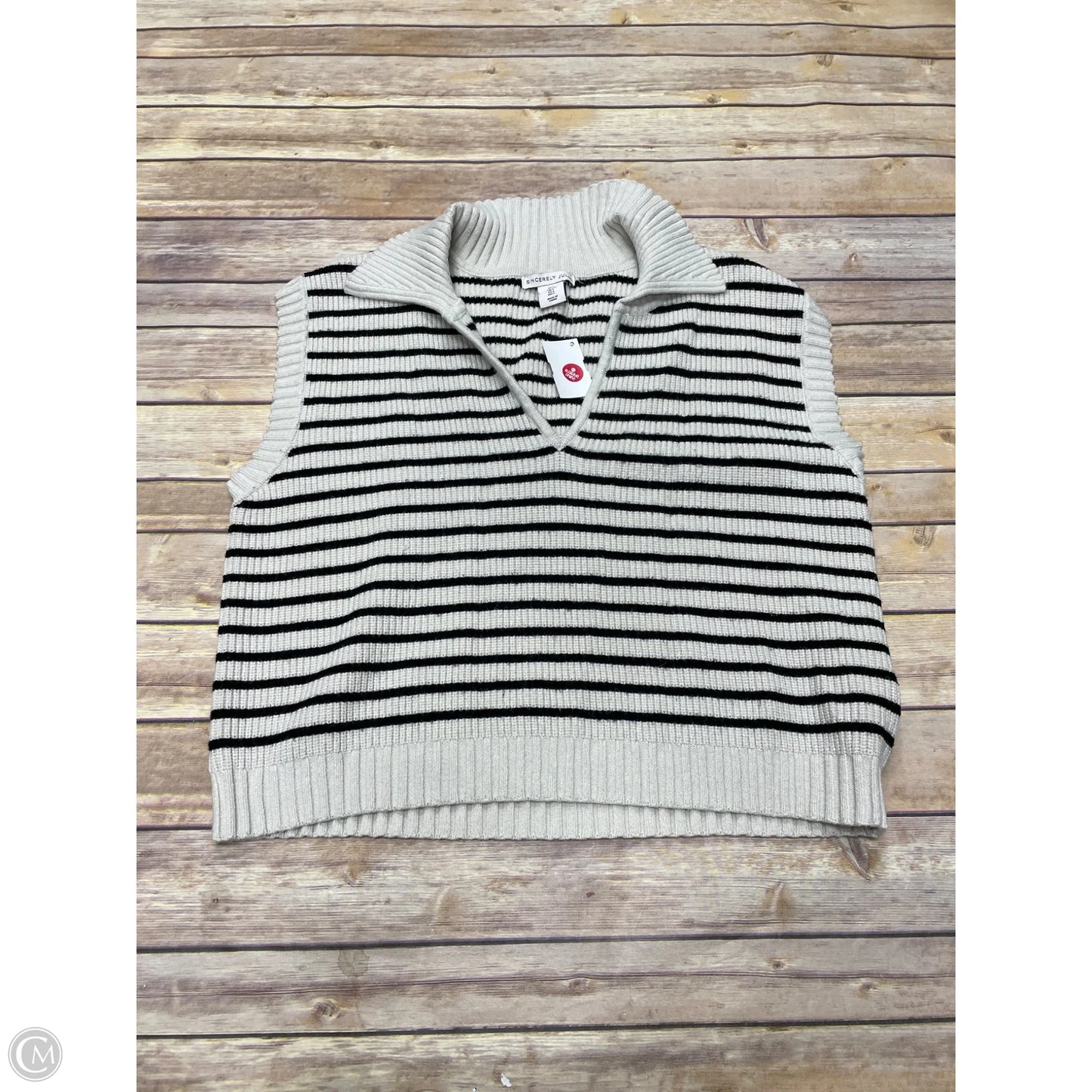 Vest Sweater By Sincerely Jules In Striped Pattern, Size: L
