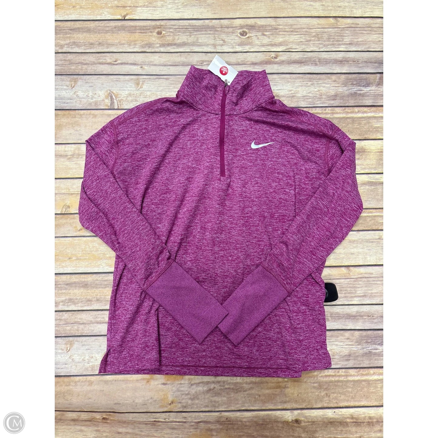 Athletic Top Long Sleeve Collar By Nike In Pink, Size: M