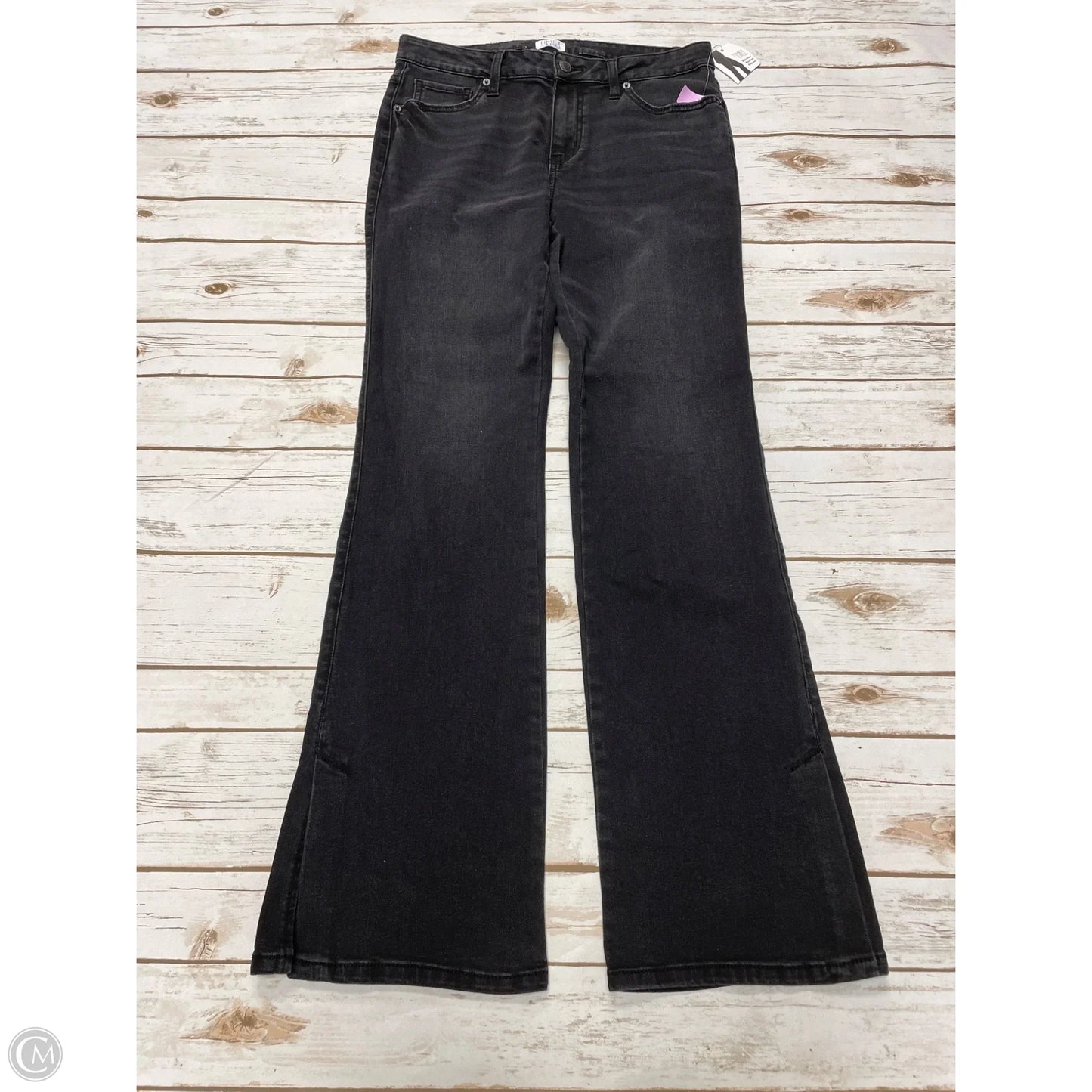 Jeans Flared By Time And Tru In Black Denim, Size: 10