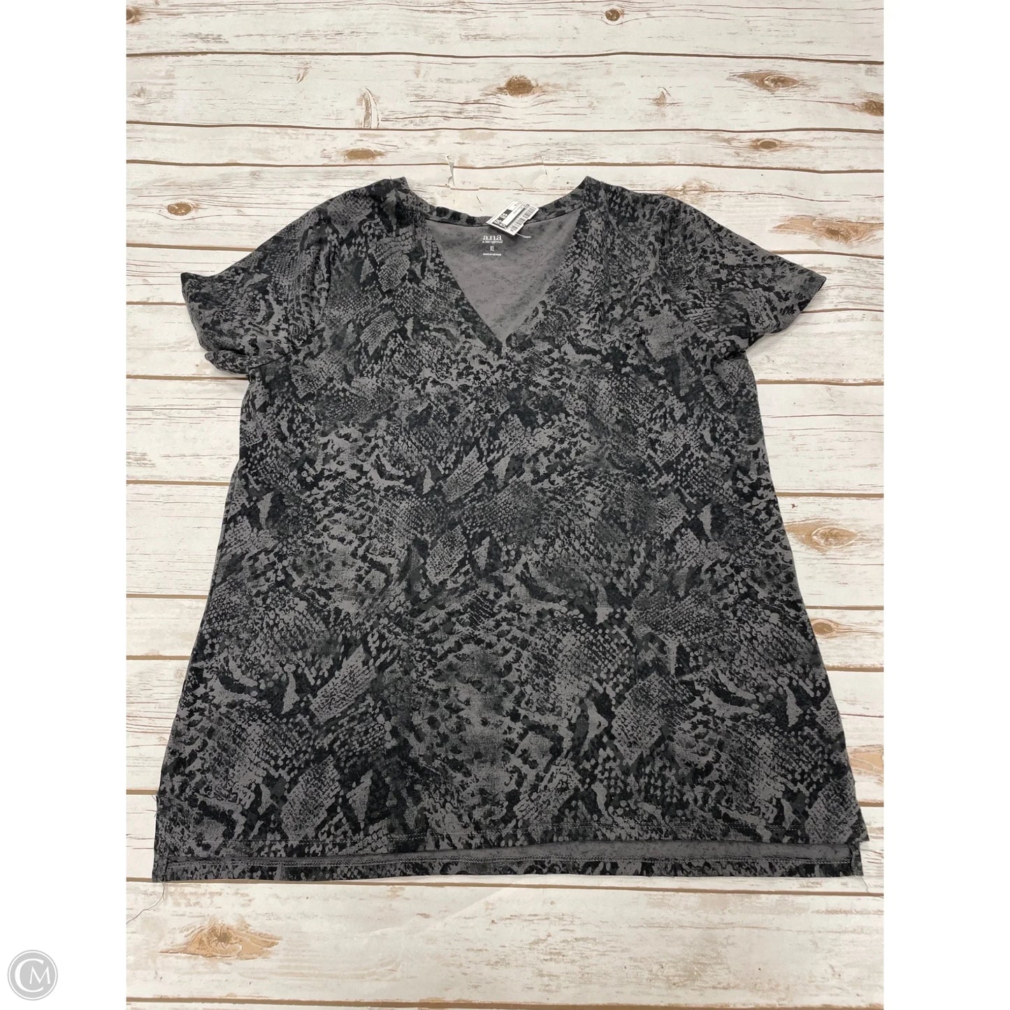 Top Short Sleeve By Ana In Snakeskin Print, Size: Xl