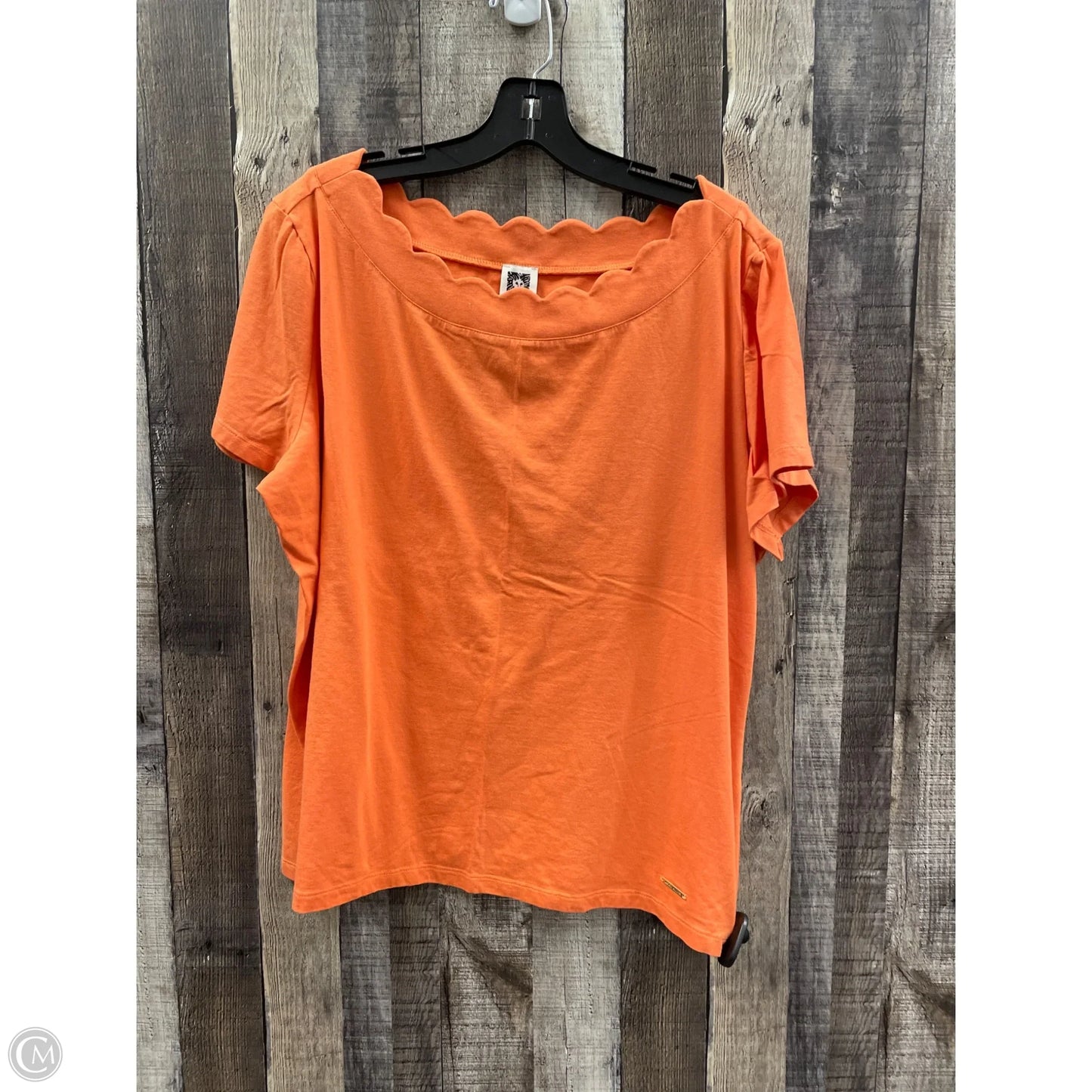 Top Short Sleeve By Anne Klein In Orange, Size: Xxl