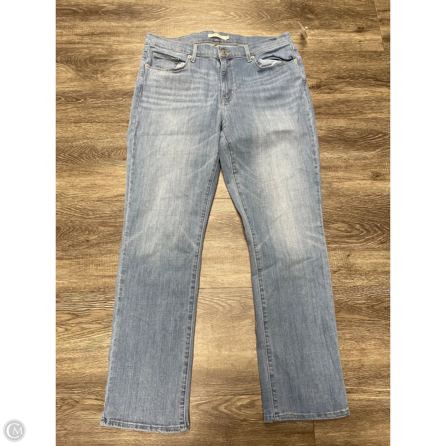 Jeans Straight By Levis In Blue Denim, Size: 14