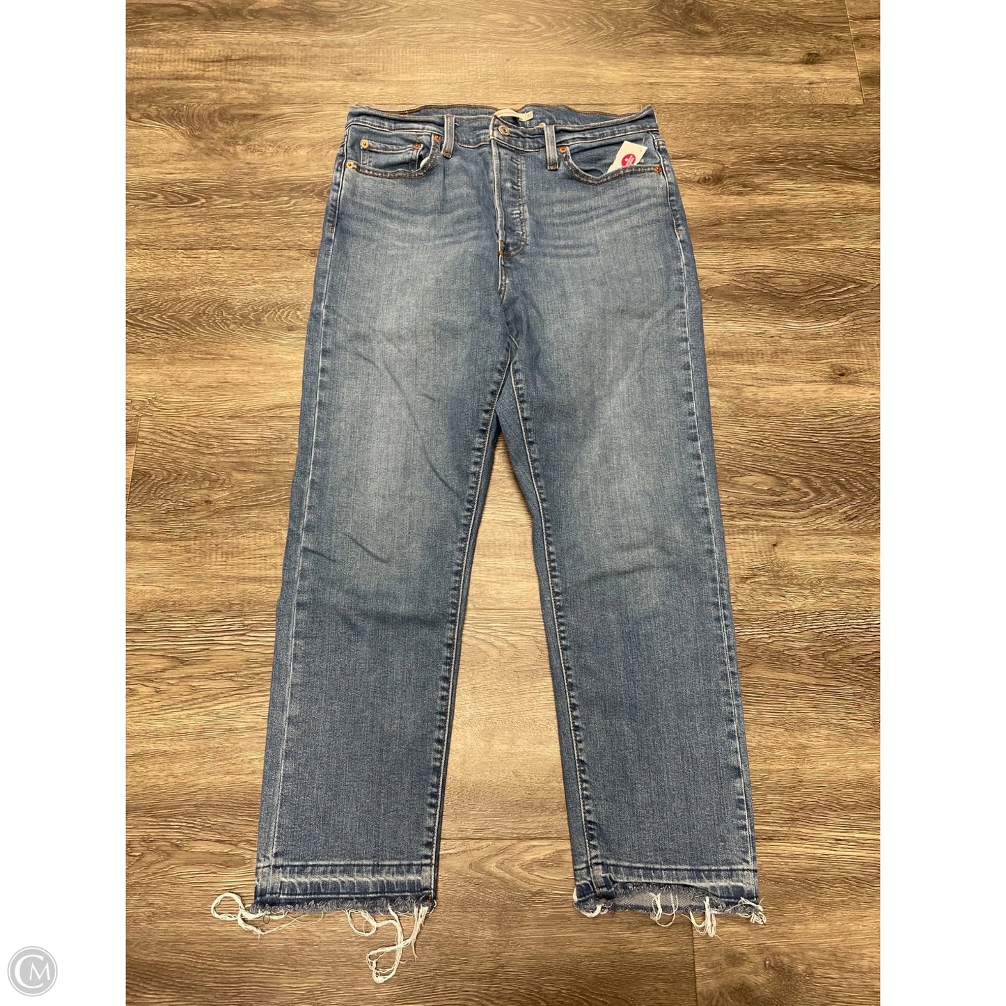 Jeans Straight By Levis In Blue Denim, Size: 14