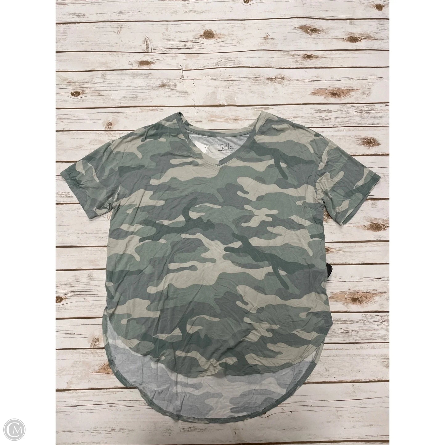 Top Short Sleeve By Time And Tru In Camouflage Print, Size: M