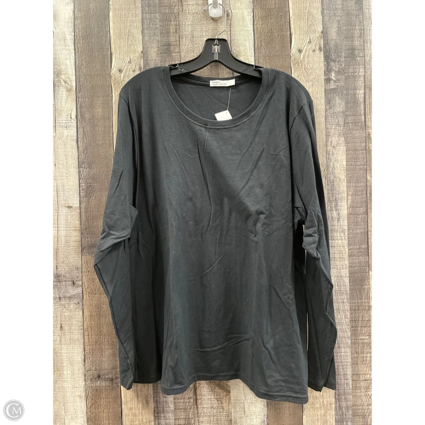 Top Long Sleeve By Hanes In Black, Size: 1x