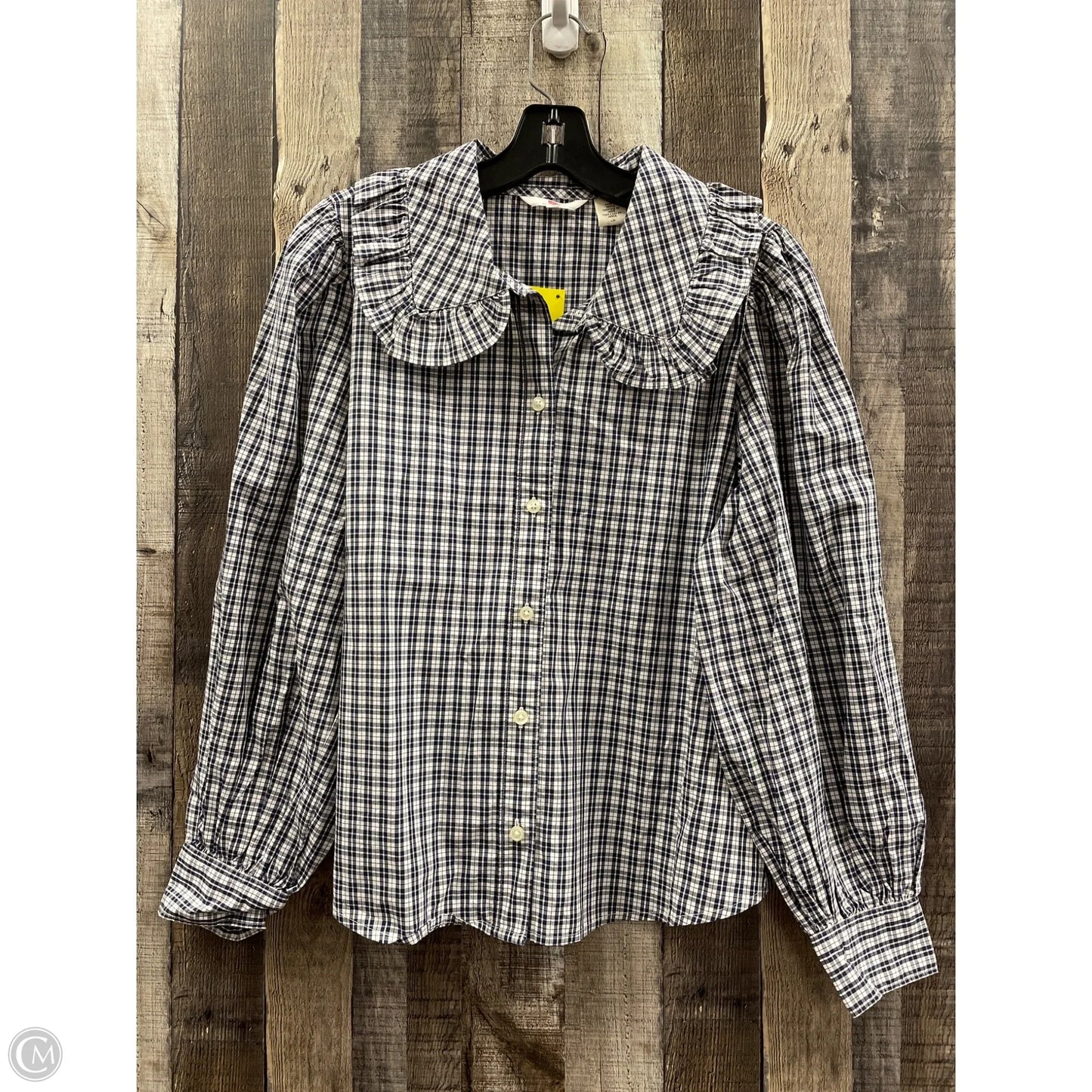 Top Long Sleeve By Levis In Blue & White, Size: L