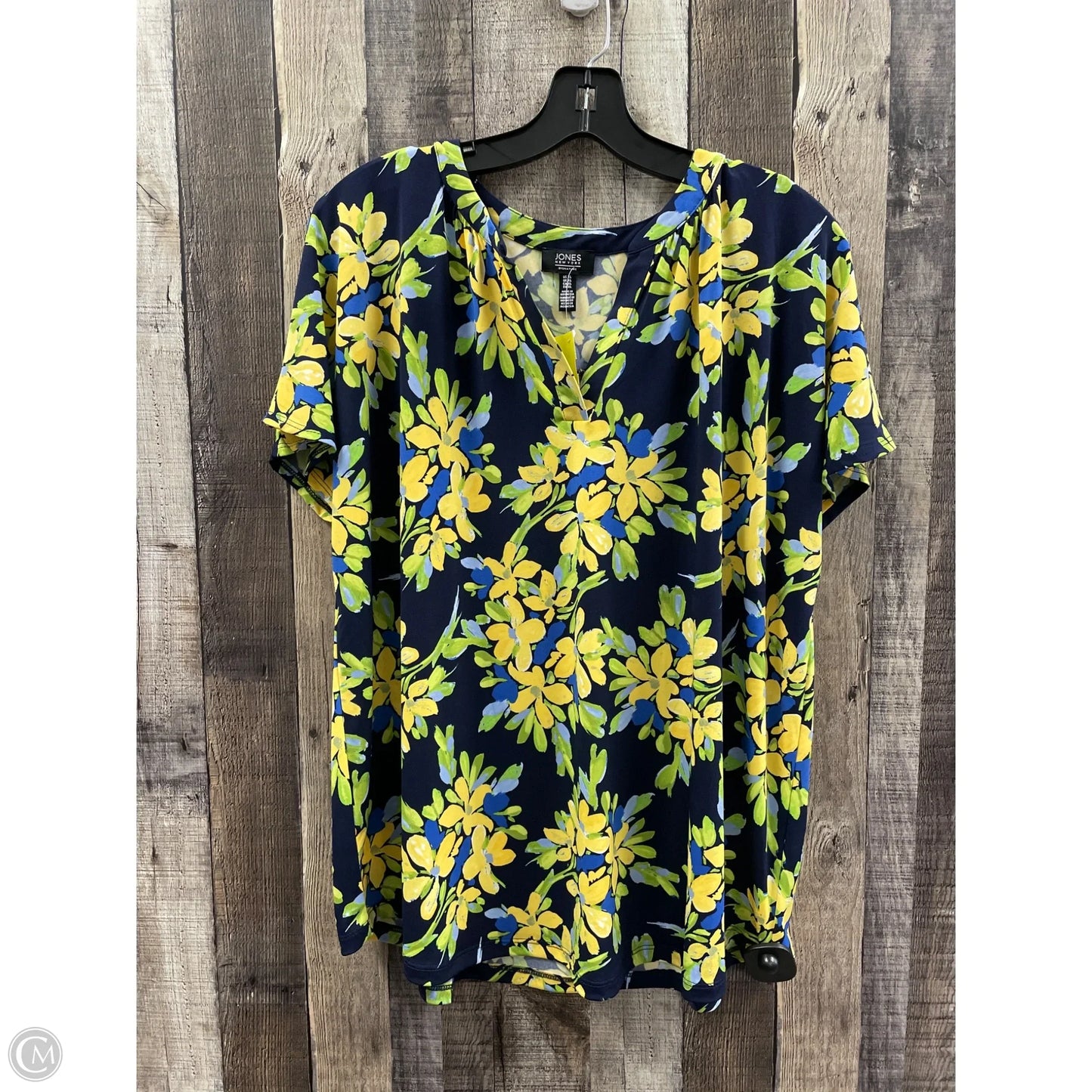 Top Short Sleeve By Jones New York In Floral Print, Size: Xl