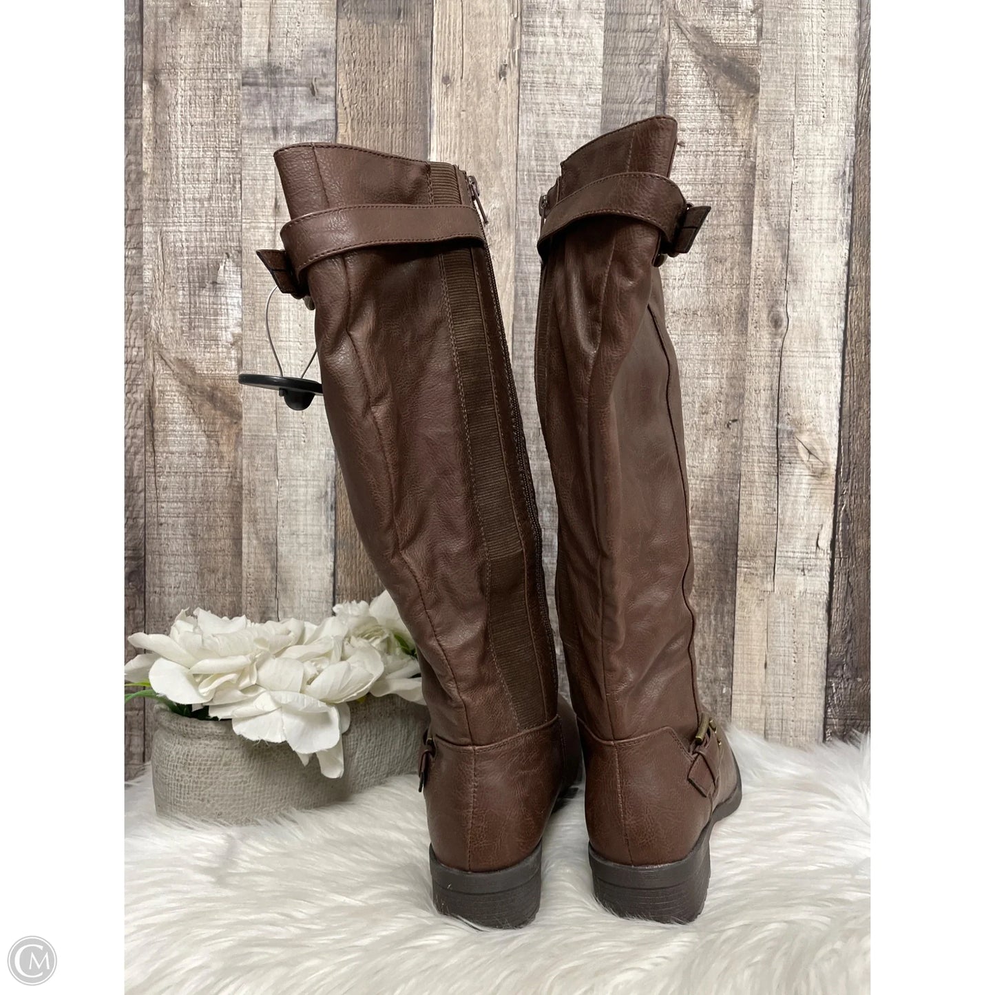 Boots Knee Heels By Avenue In Brown, Size: 9