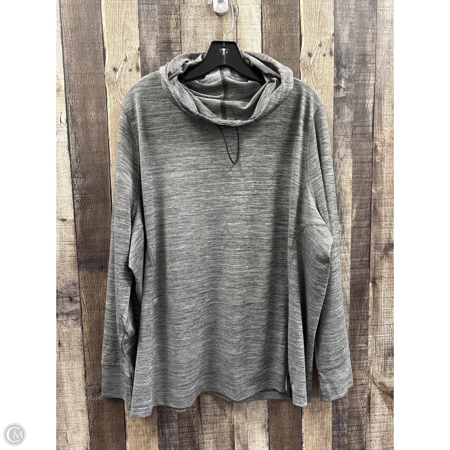 Athletic Top Long Sleeve Collar By Mta Pro In Grey, Size: 3x