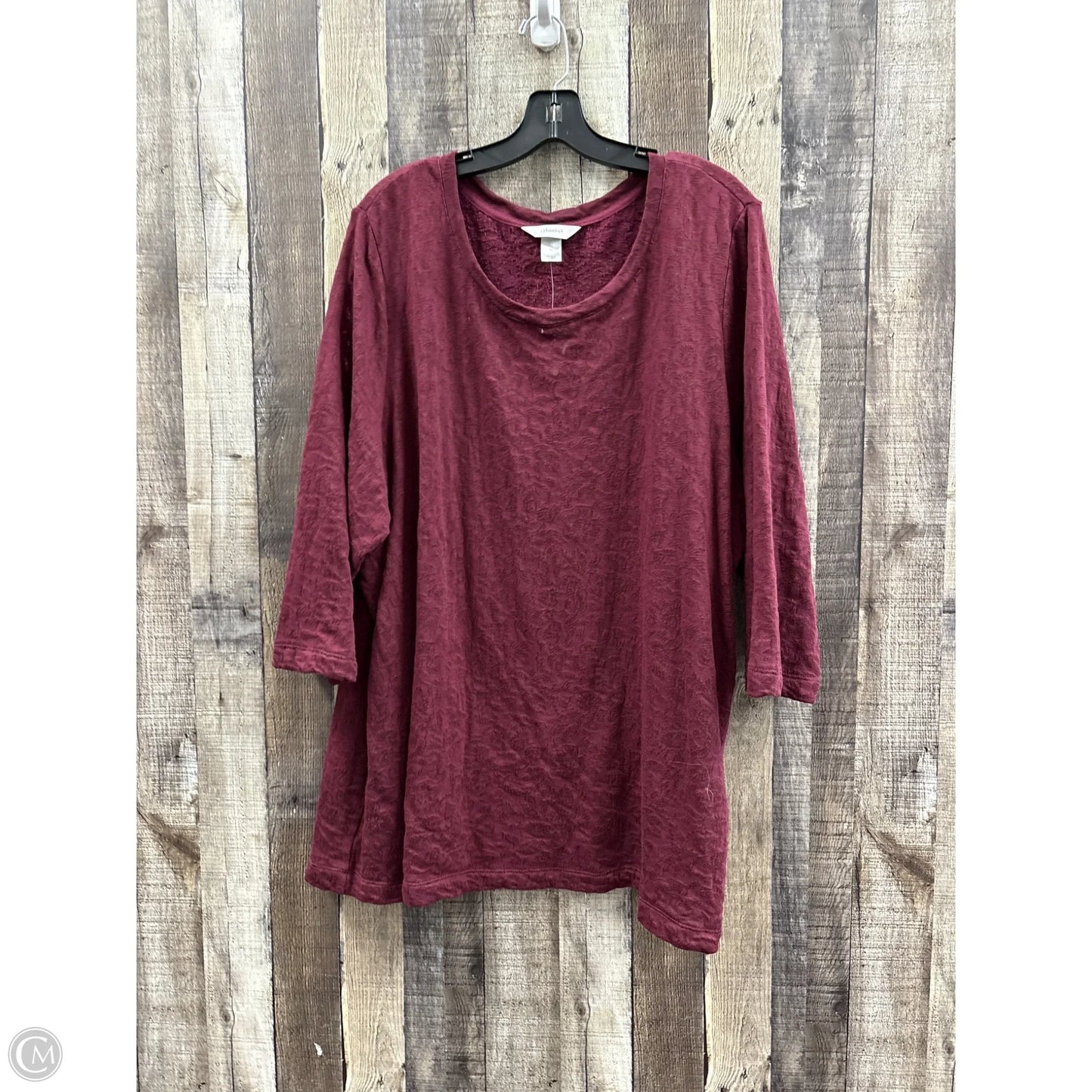 Top Long Sleeve By Cj Banks In Maroon, Size: 3x