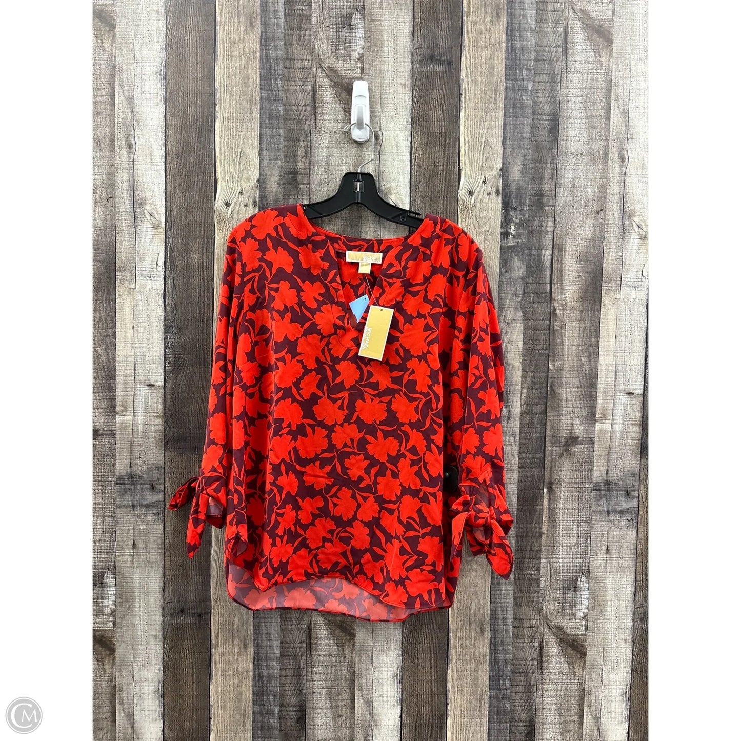 Top Long Sleeve By Michael By Michael Kors In Red, Size: L