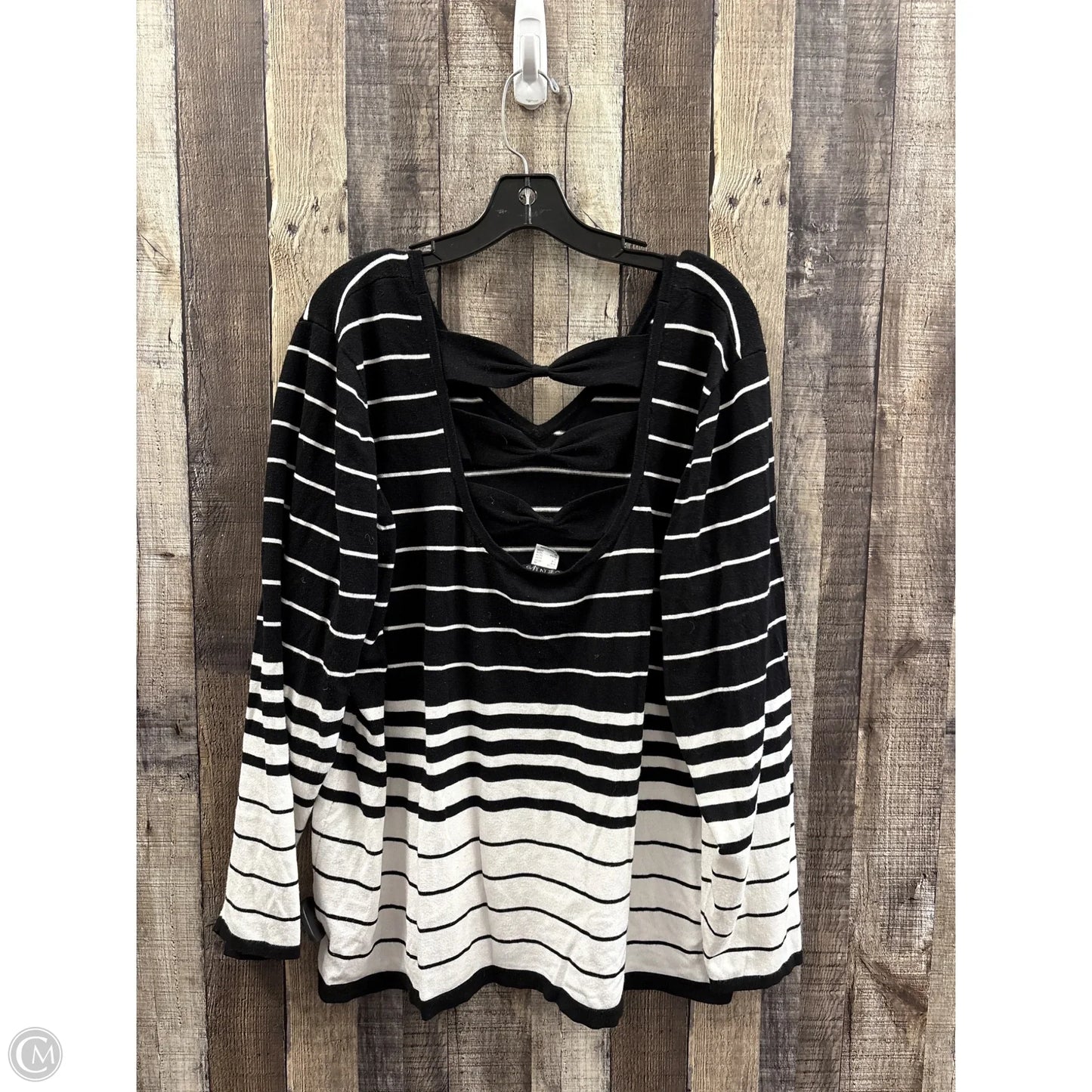 Top Long Sleeve By Venus In Black & White, Size: 3x