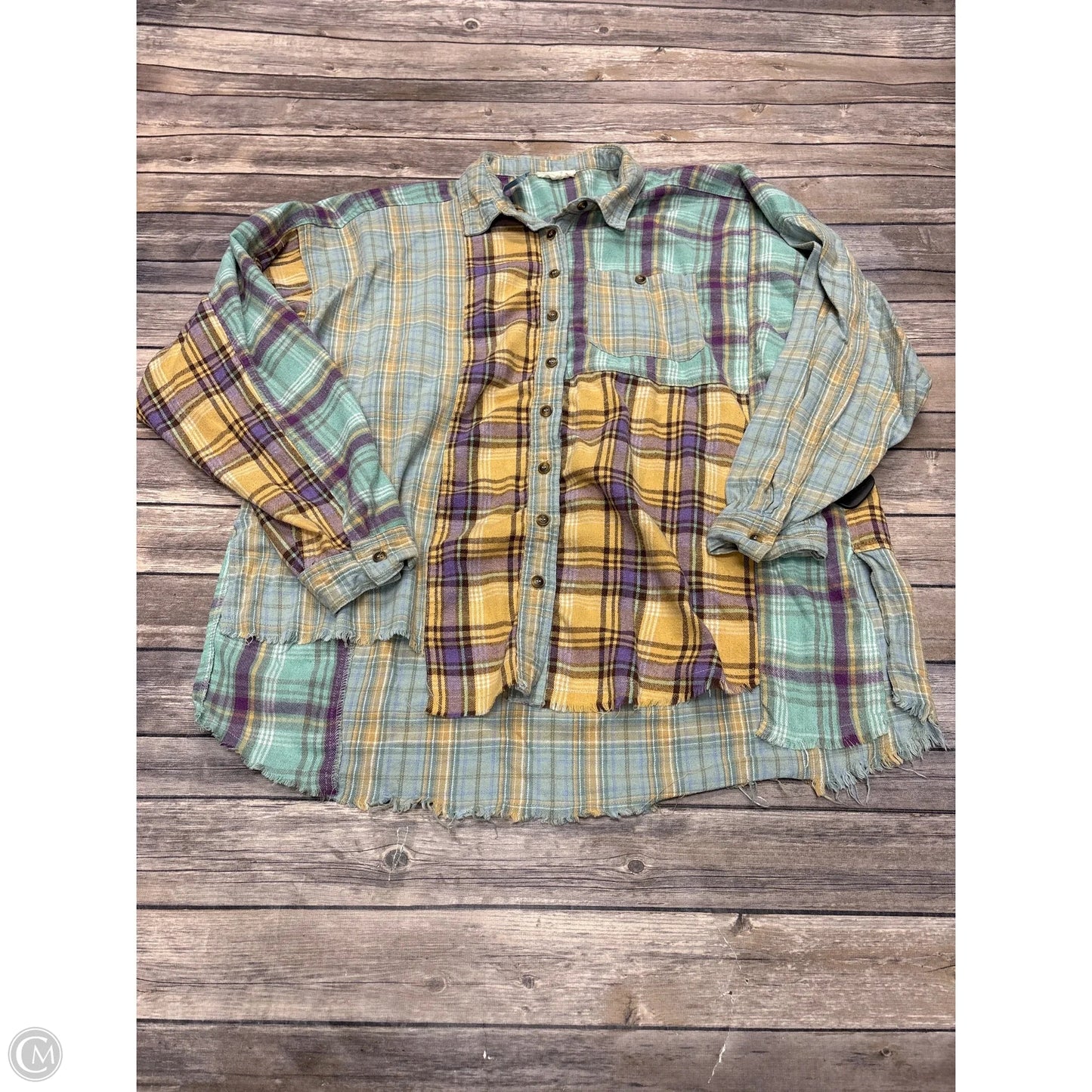 Top Long Sleeve By Easel In Plaid Pattern, Size: L