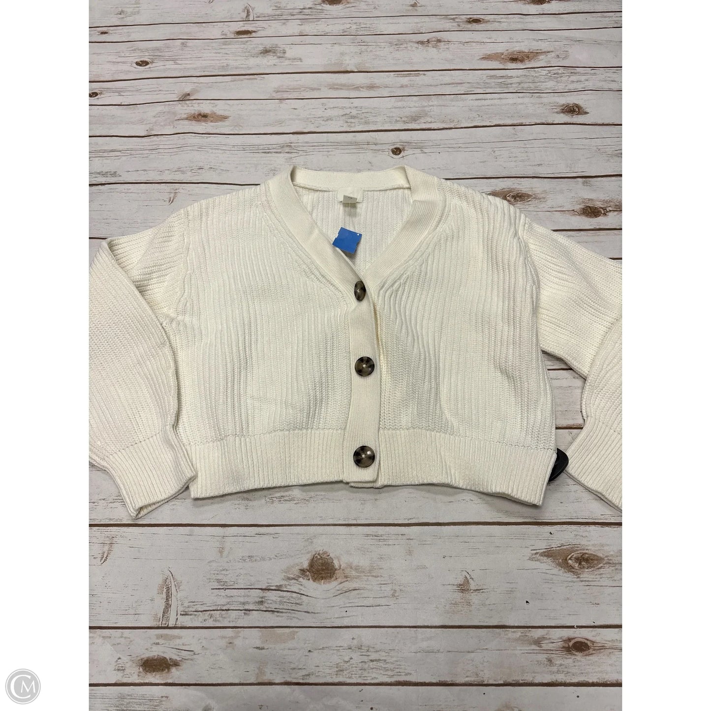 Sweater Cardigan By H&m In Ivory, Size: S