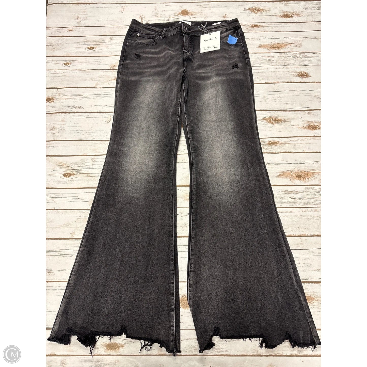 Jeans Wide Leg By Cme In Black Denim, Size: 1x