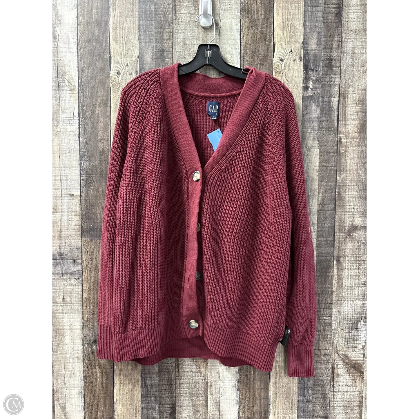 Sweater Cardigan By Gap In Maroon, Size: Xl