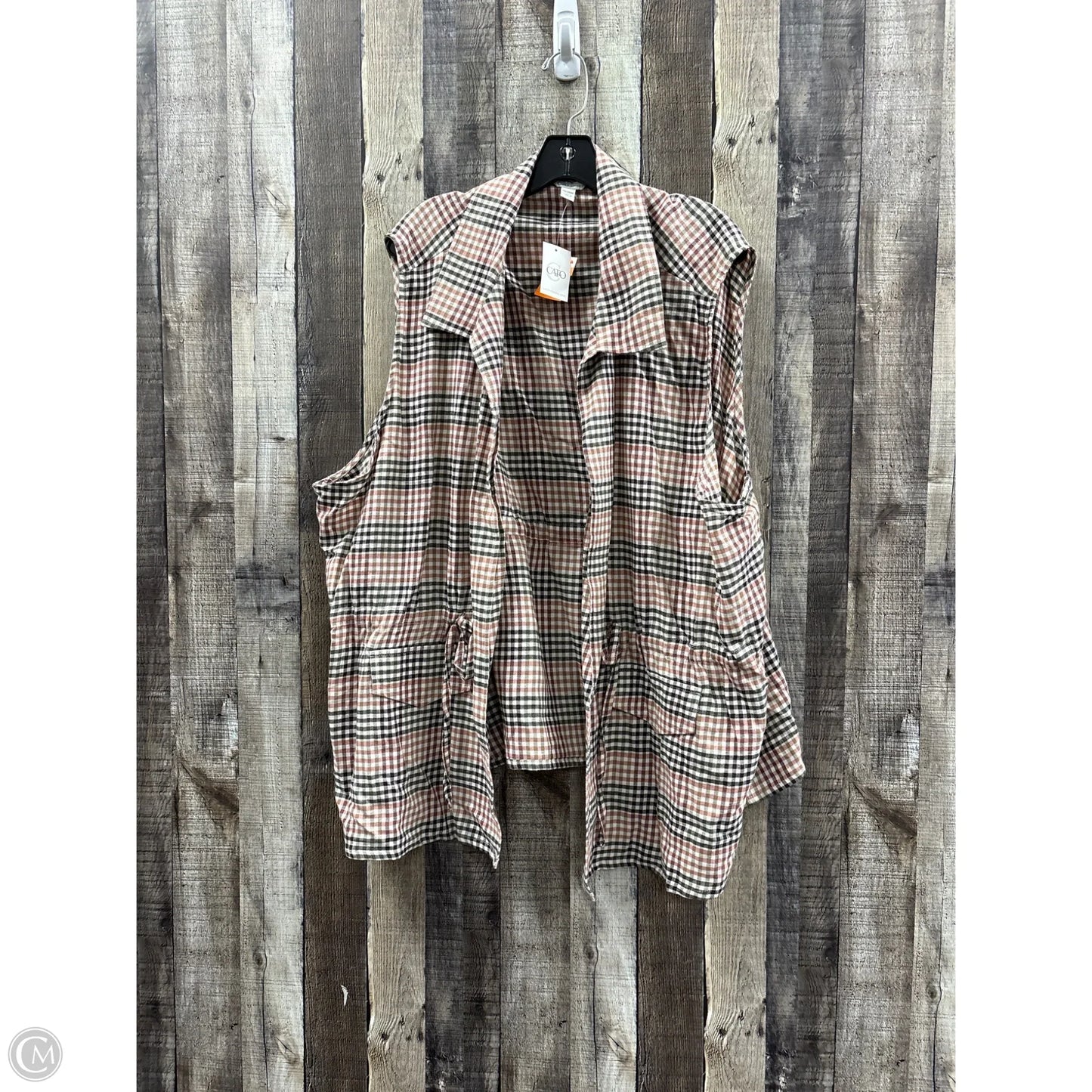 Cardigan By Cato In Checkered Pattern, Size: 4x