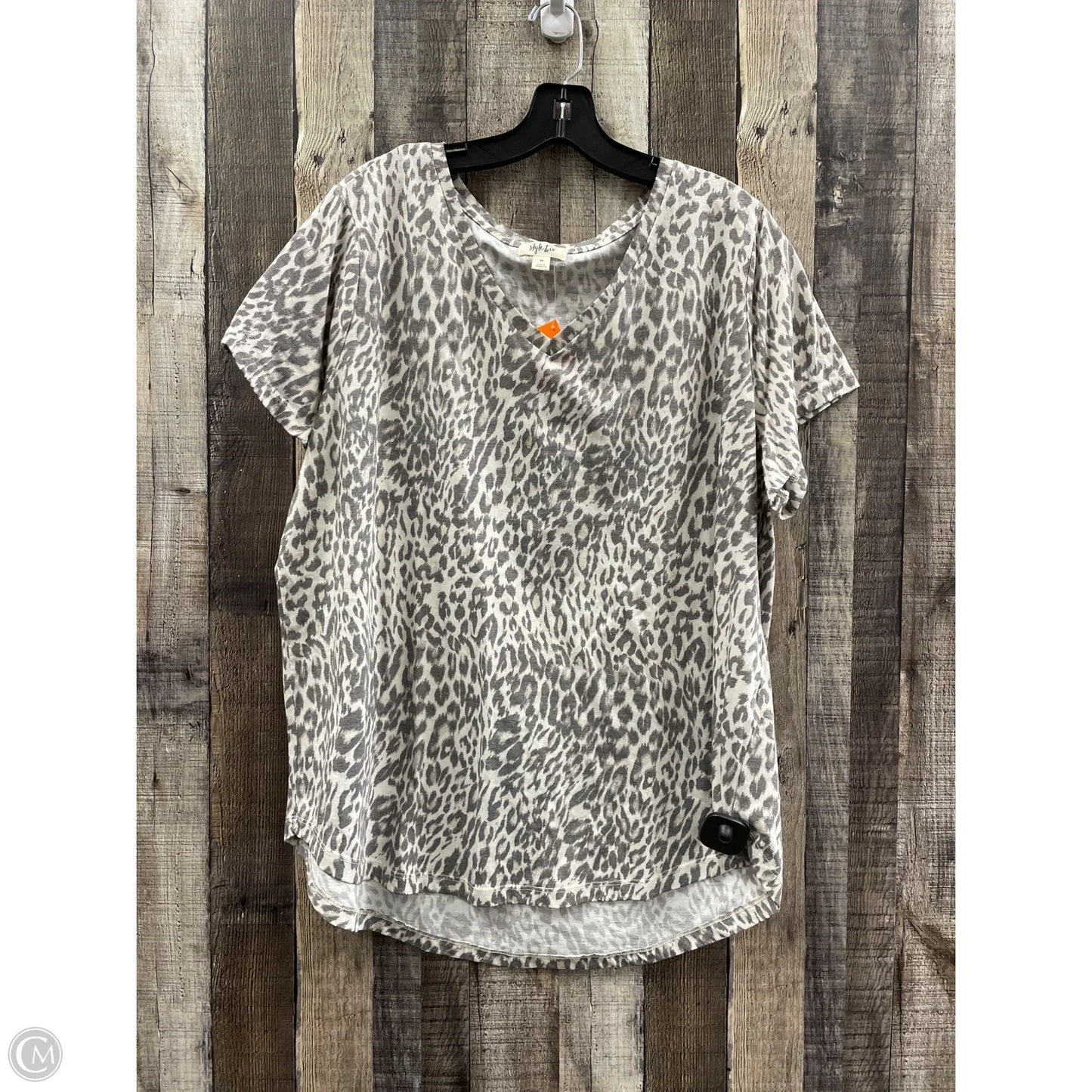 Top Short Sleeve By Style And Company In Animal Print, Size: 3x