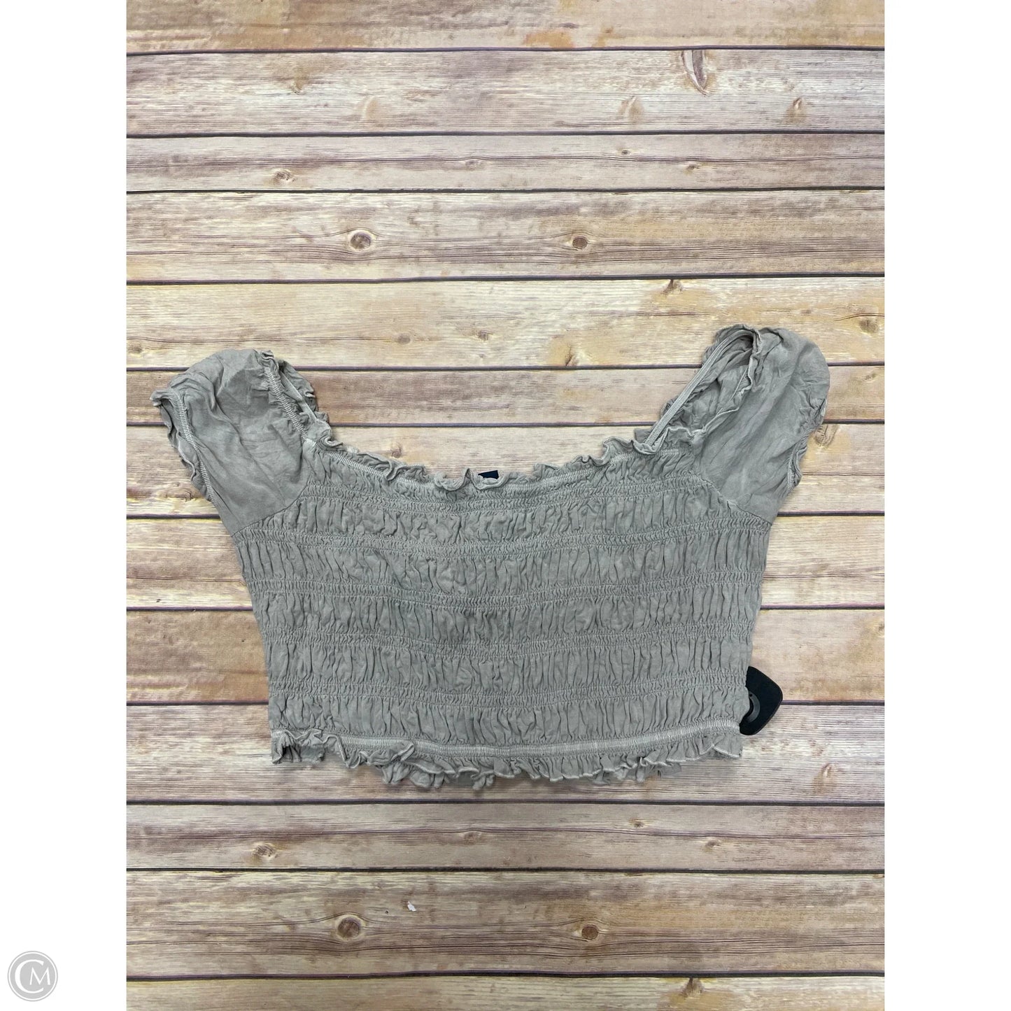 Top Short Sleeve By American Eagle In Taupe, Size: L