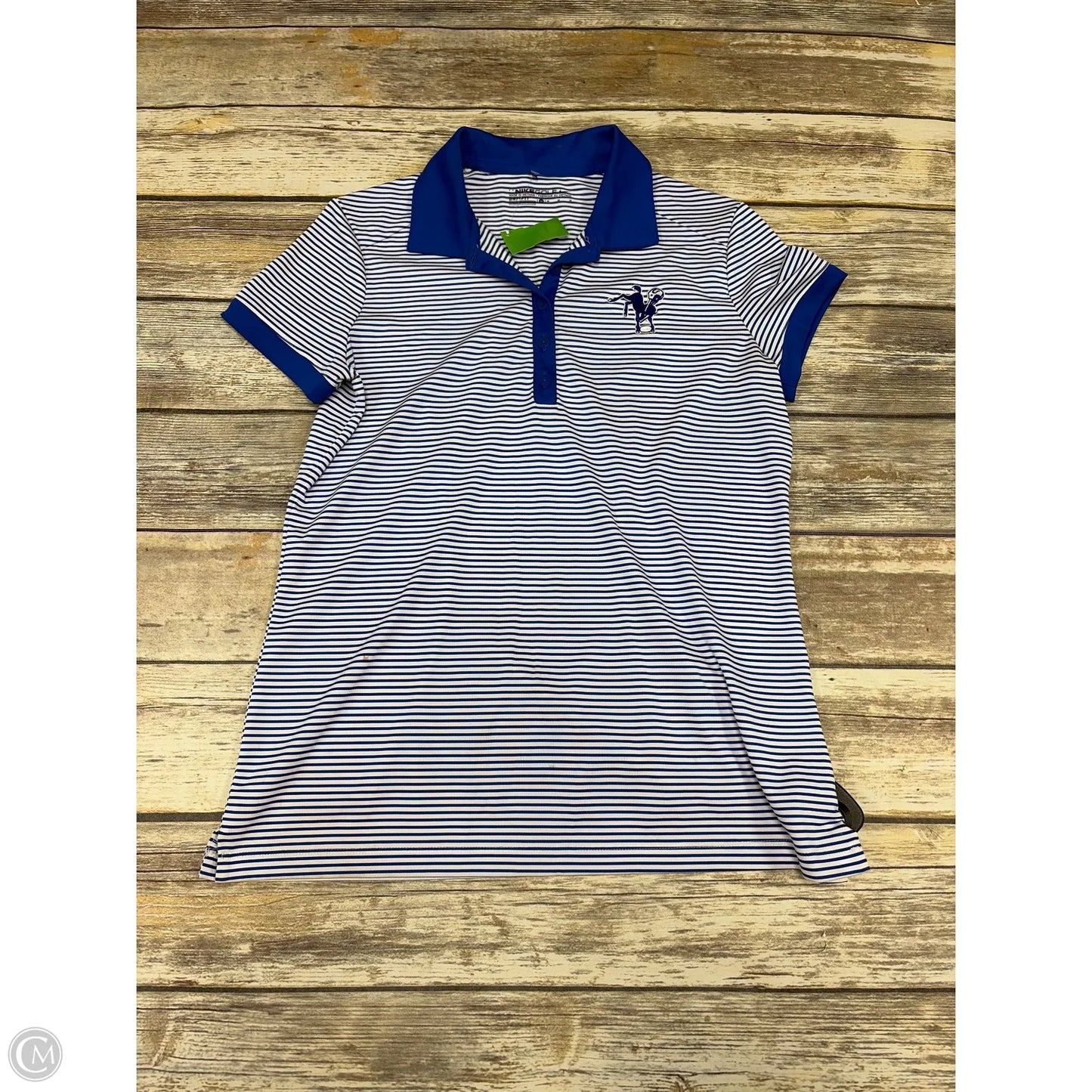 Athletic Top Short Sleeve By Nike In Striped Pattern, Size: M
