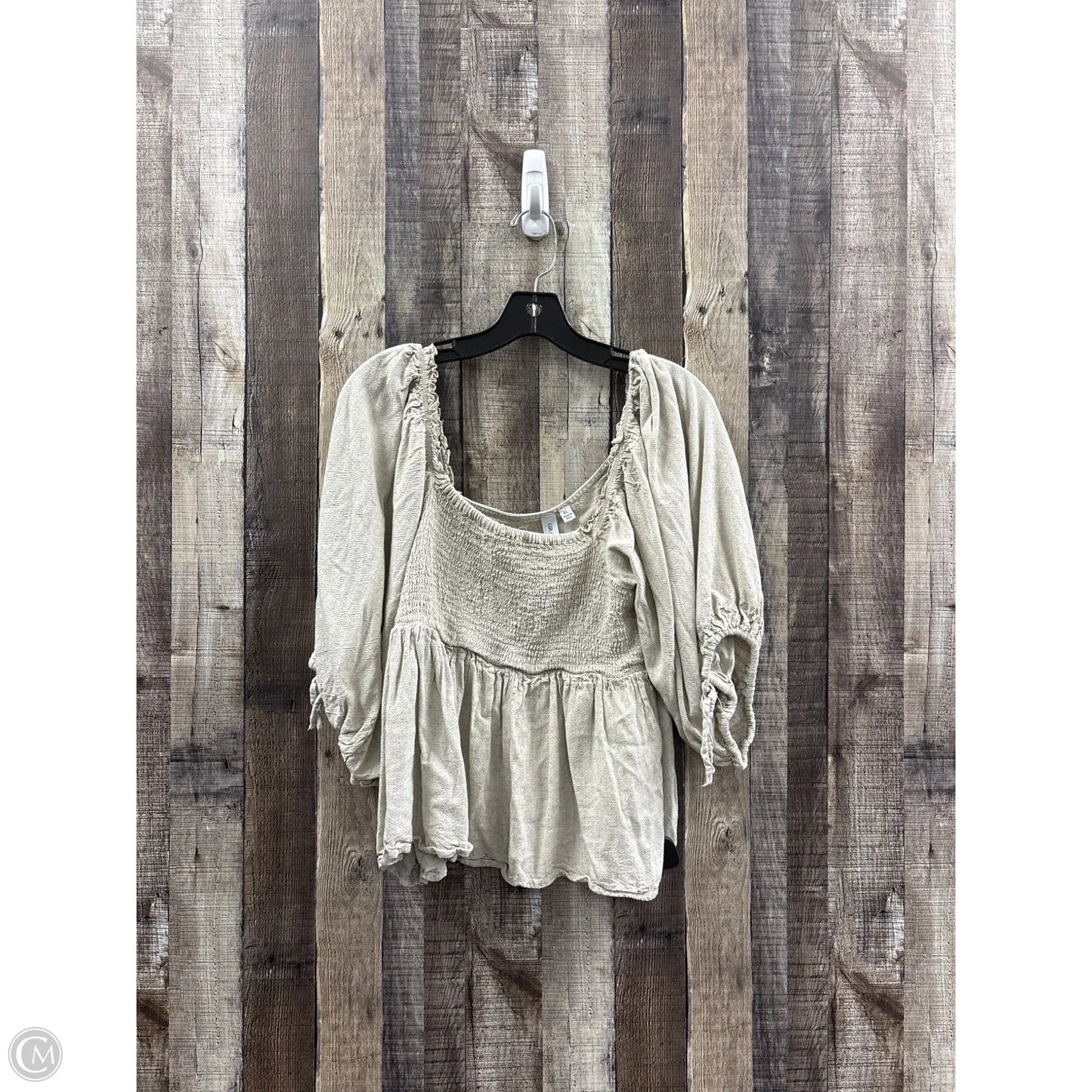 Top 3/4 Sleeve By Grace + Karma In Beige, Size: Xl