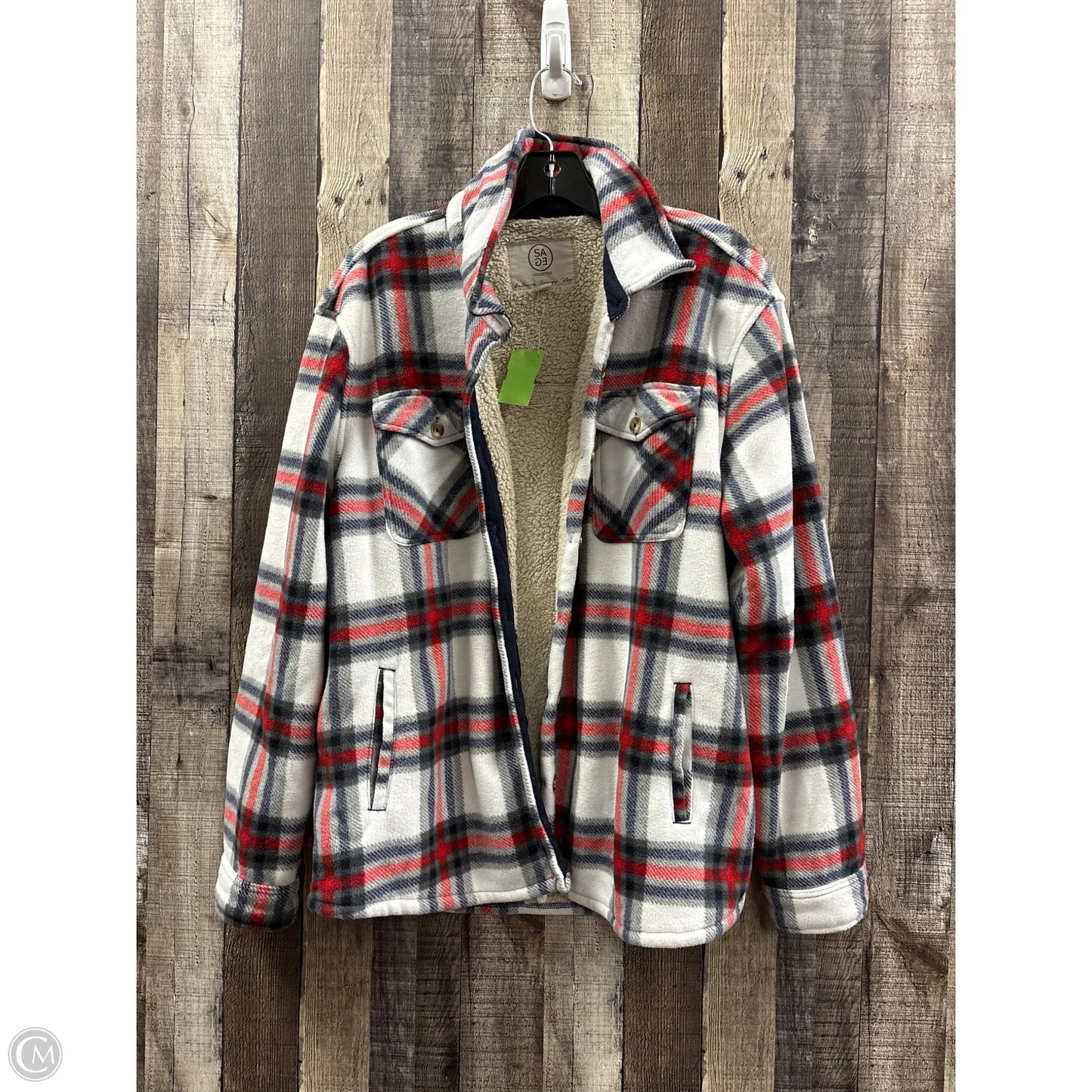 Jacket Shirt By Sage In Plaid Pattern, Size: Xl