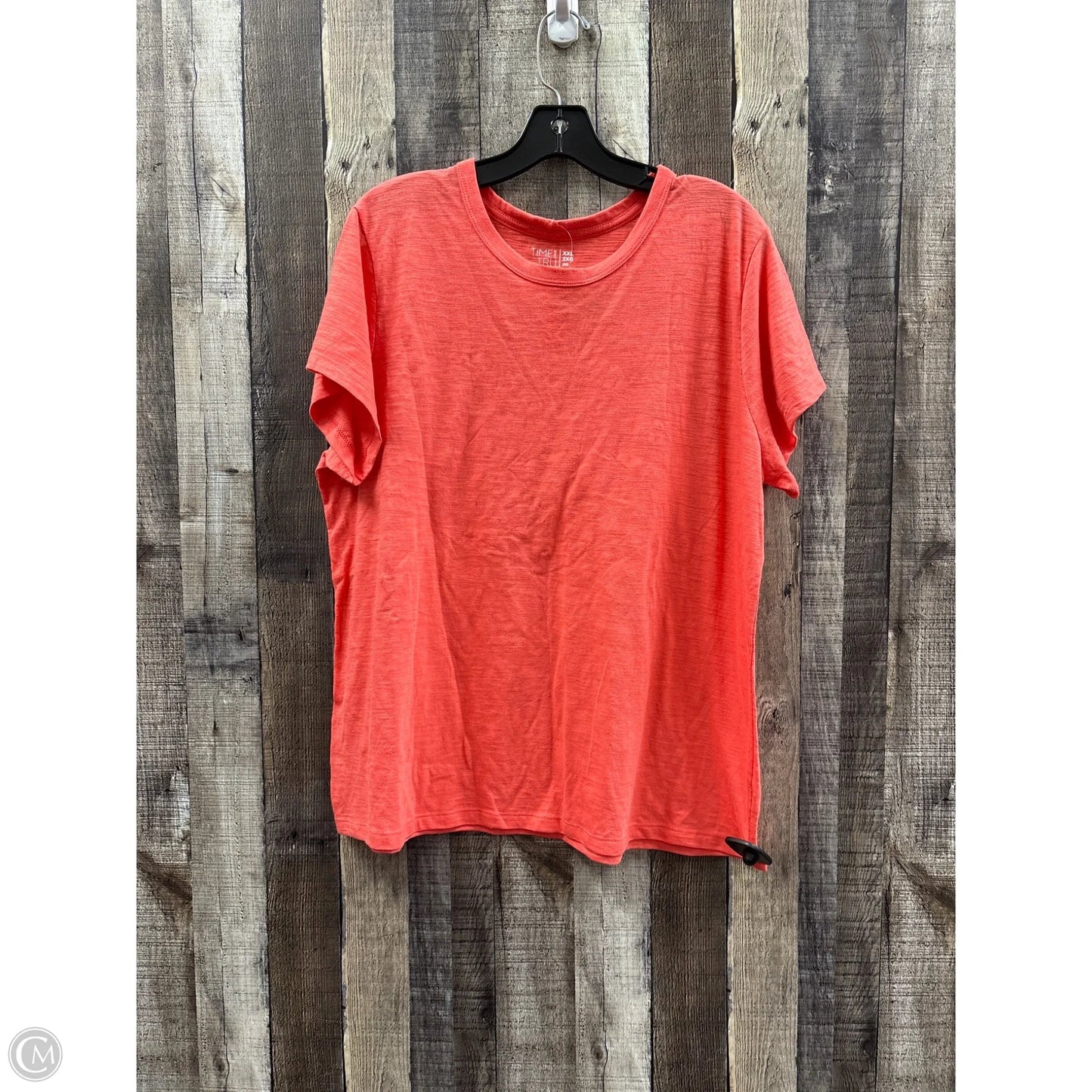 Top Short Sleeve Basic By Time And Tru In Coral, Size: Xxl