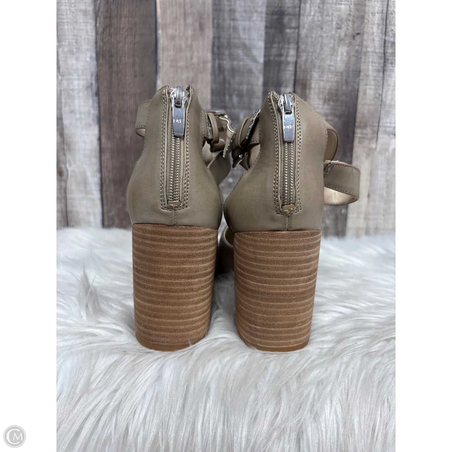 Sandals Heels Block By Marc Fisher In Taupe, Size: 7.5