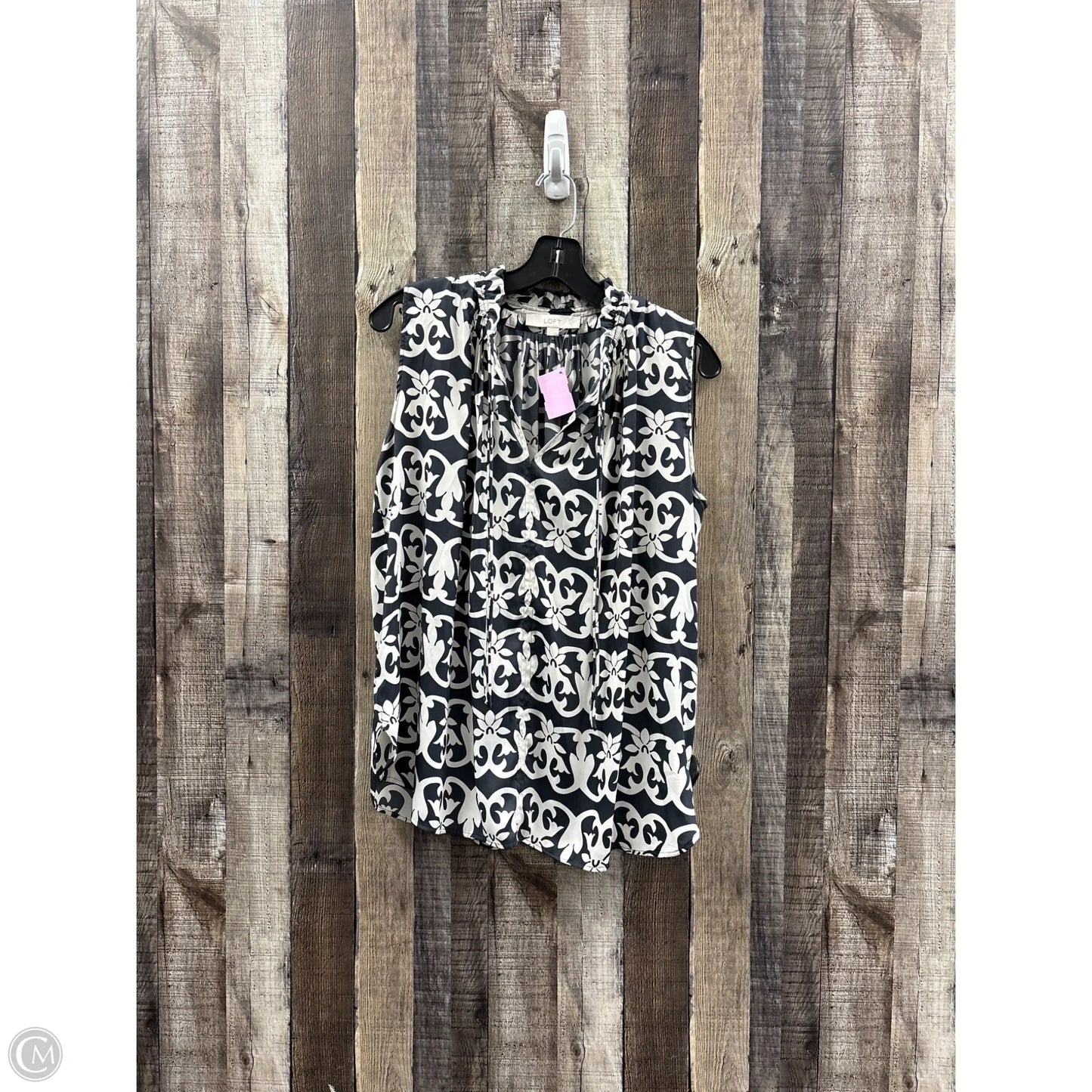 Top Short Sleeve By Loft In Grey & White, Size: S
