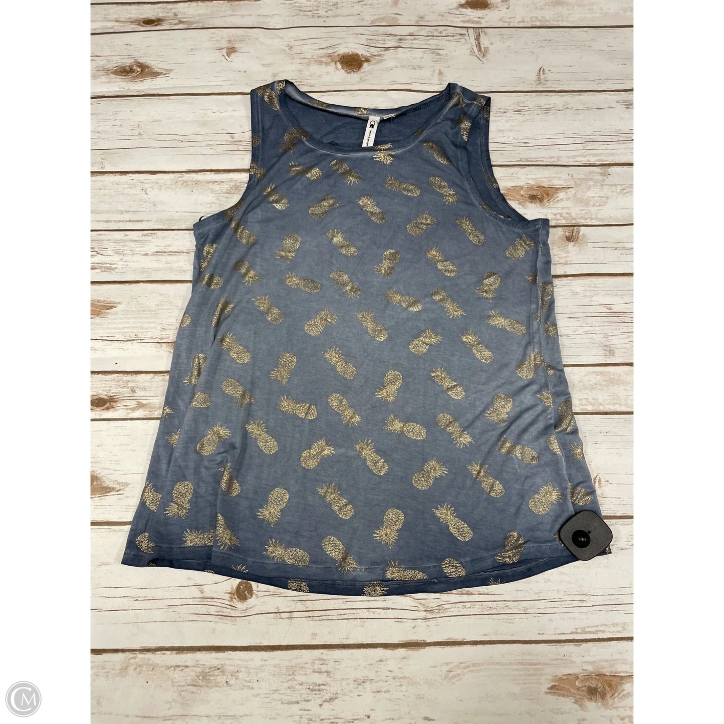 Top Sleeveless By Cable And Gauge In Blue & Gold, Size: S