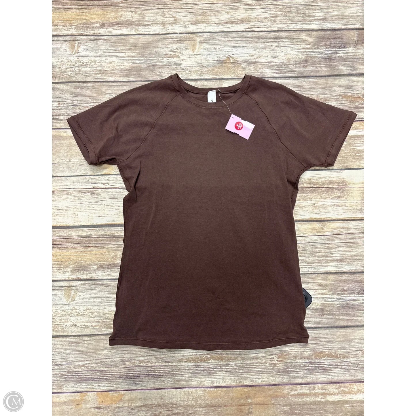 Athletic Top Short Sleeve By Yogalicious In Brown, Size: S