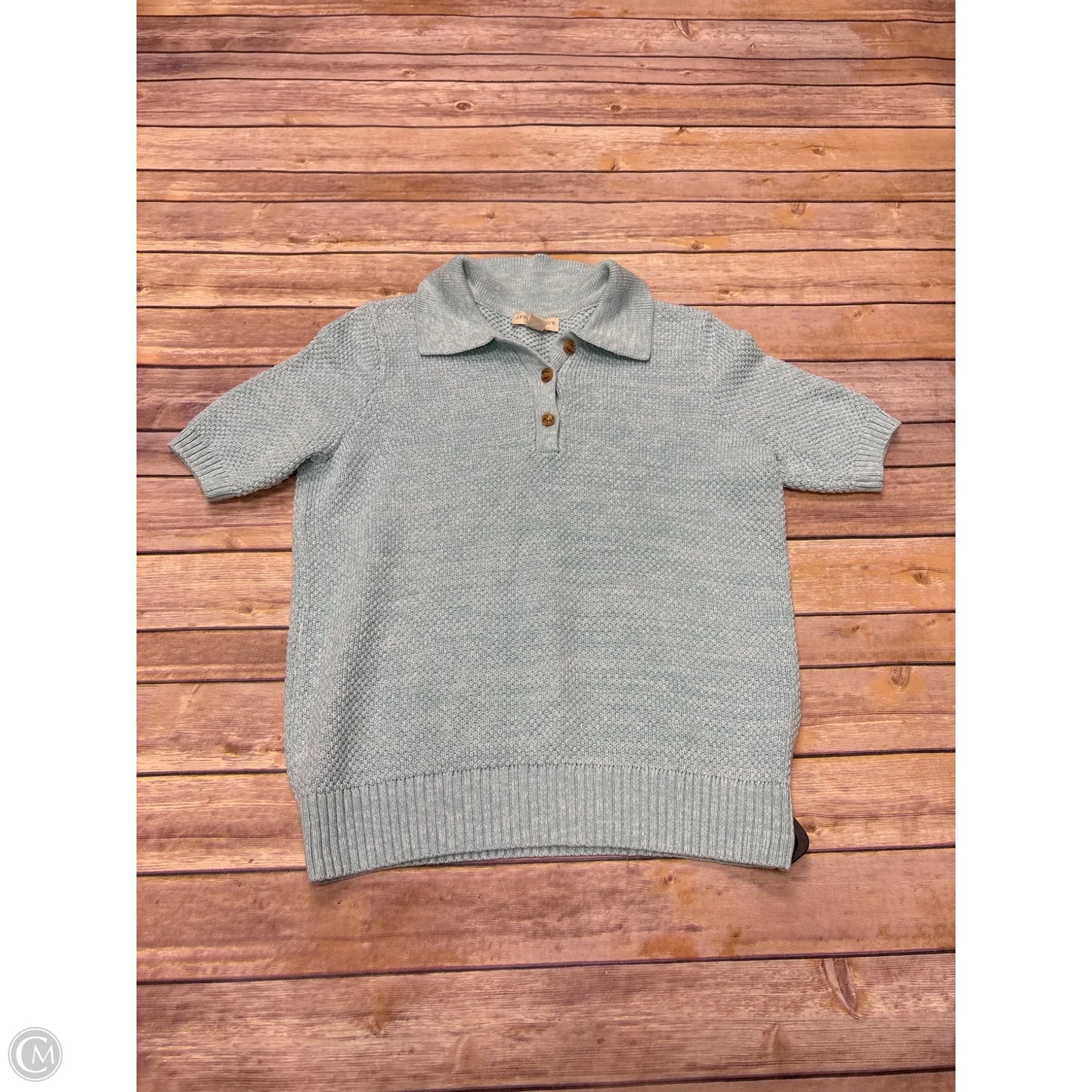 Sweater Short Sleeve By Appleseeds In Green, Size: Sp