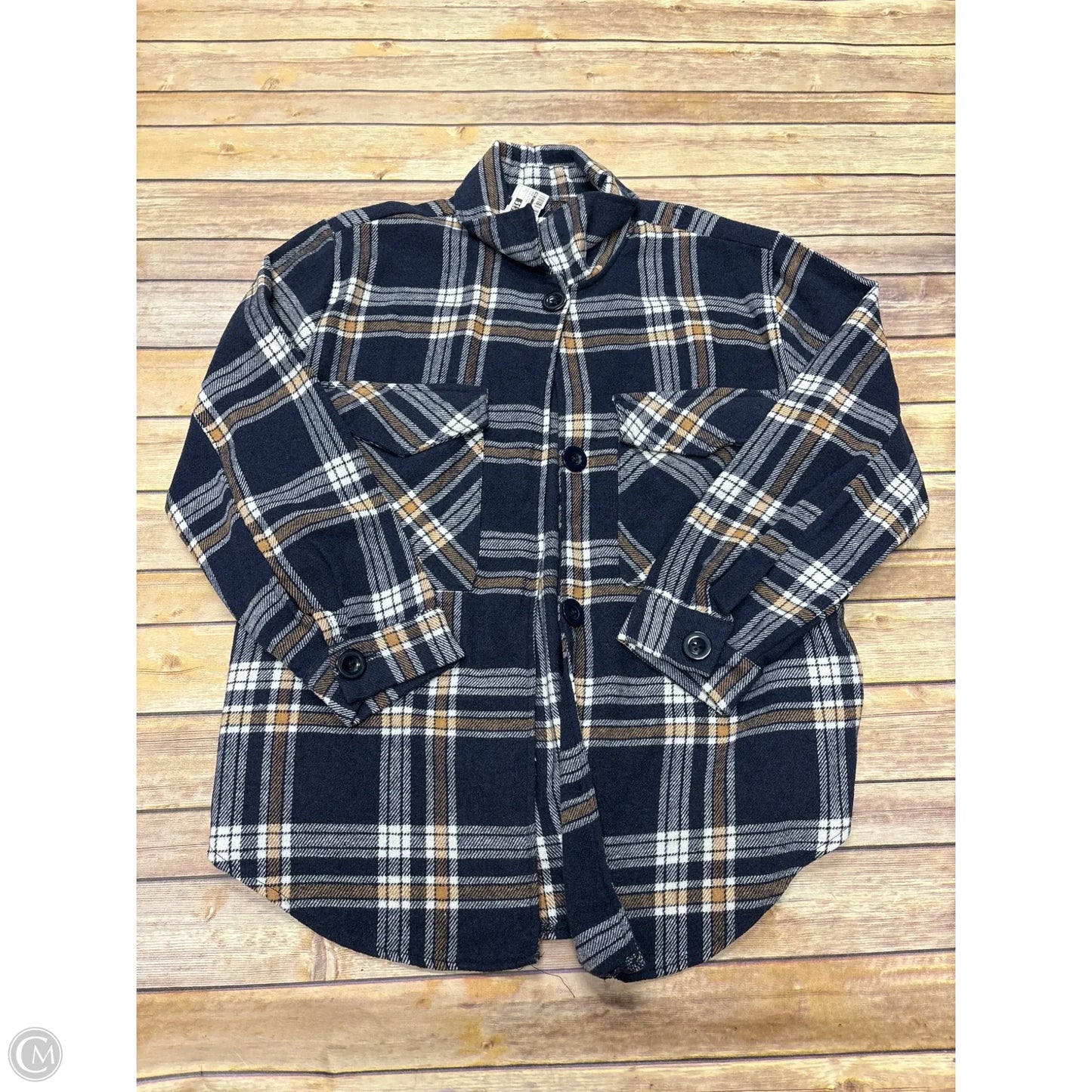 Jacket Shirt By Rue 21 In Plaid Pattern, Size: L