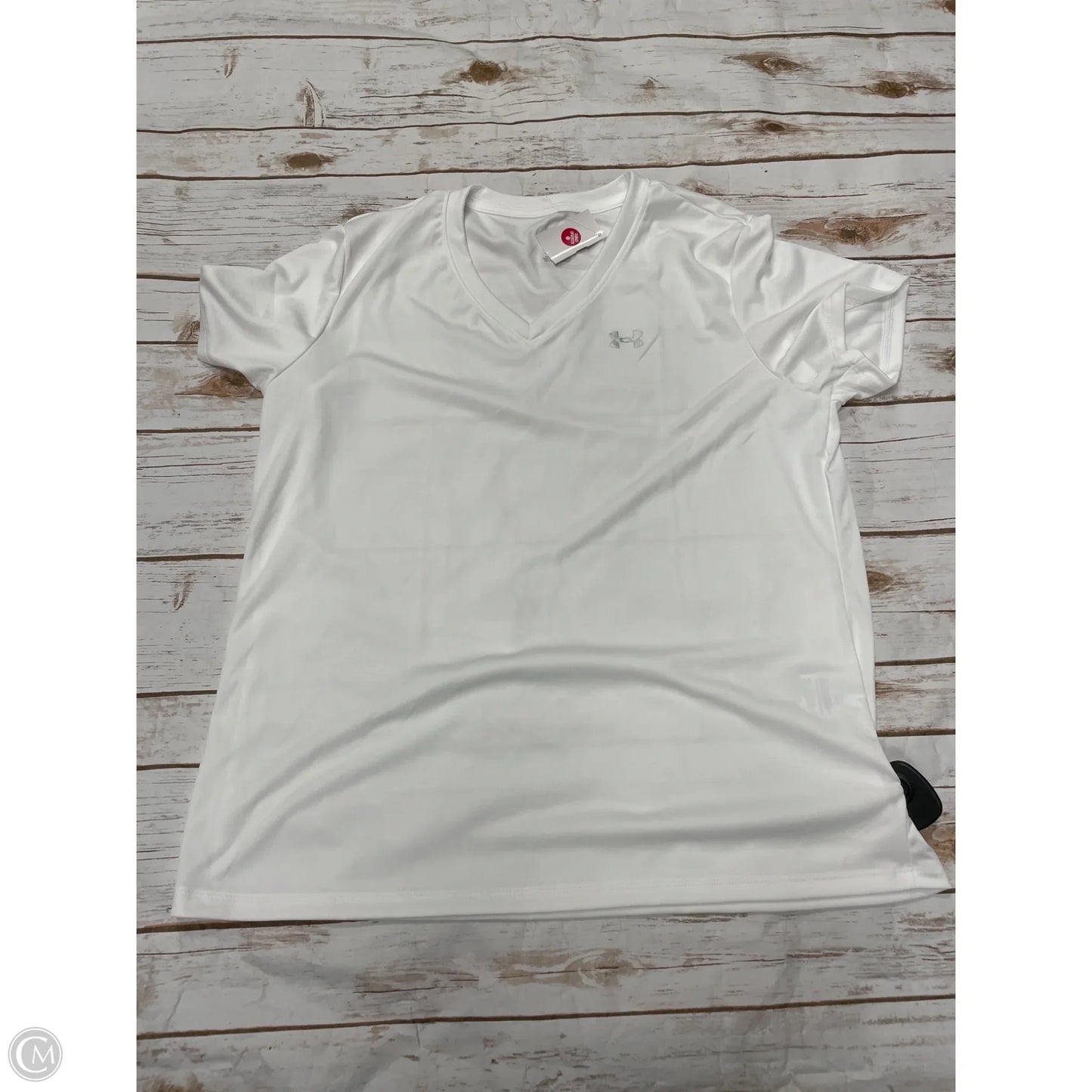 Athletic Top Short Sleeve By Under Armour In White, Size: L