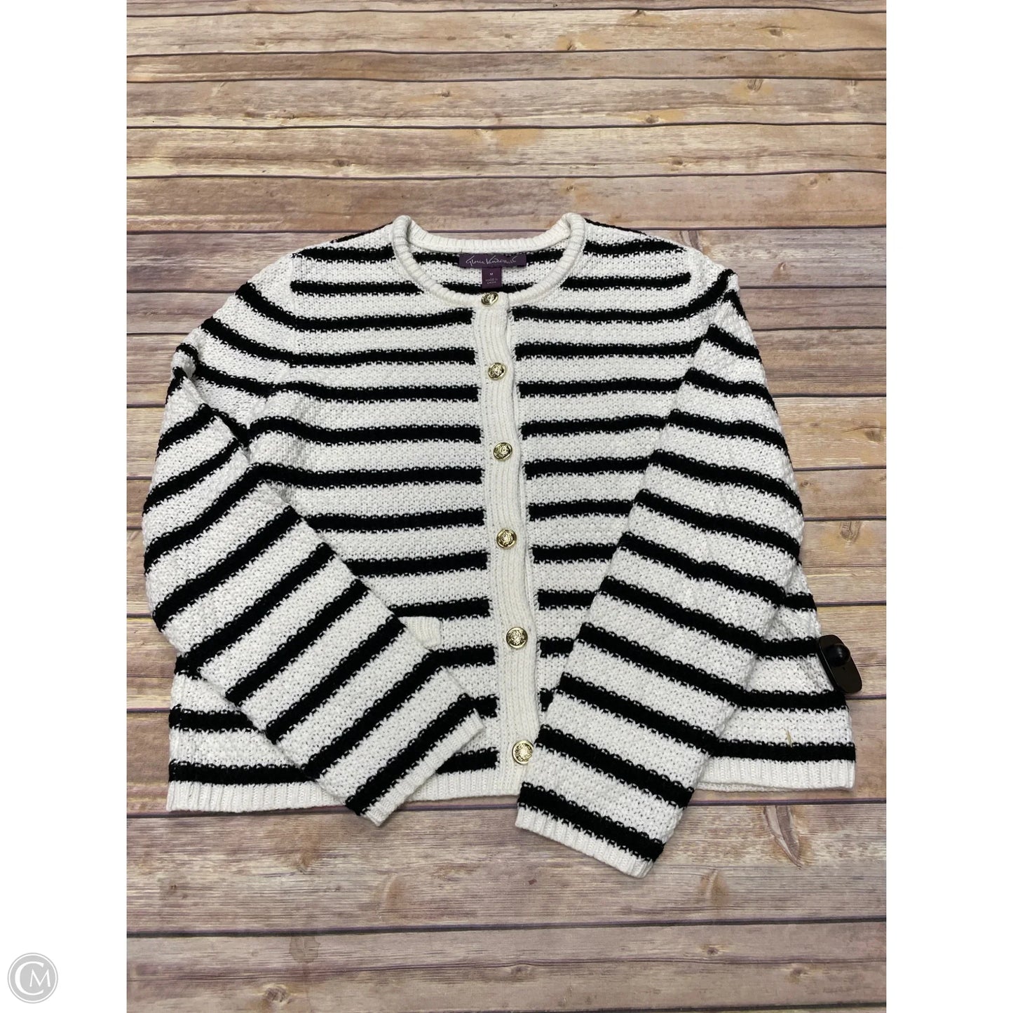 Cardigan By Gloria Vanderbilt In Black & White, Size: M
