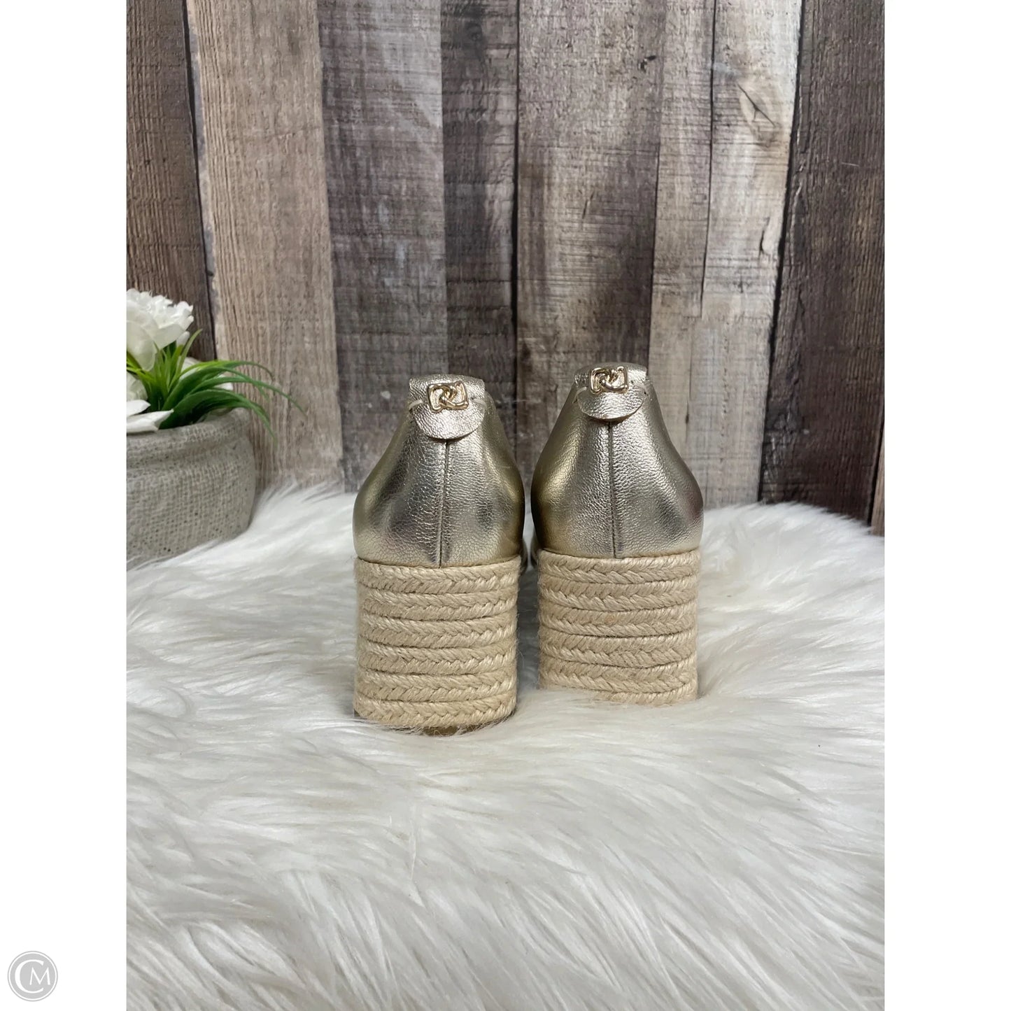 Shoes Heels Wedge By Aerosoles In Gold, Size: 8.5