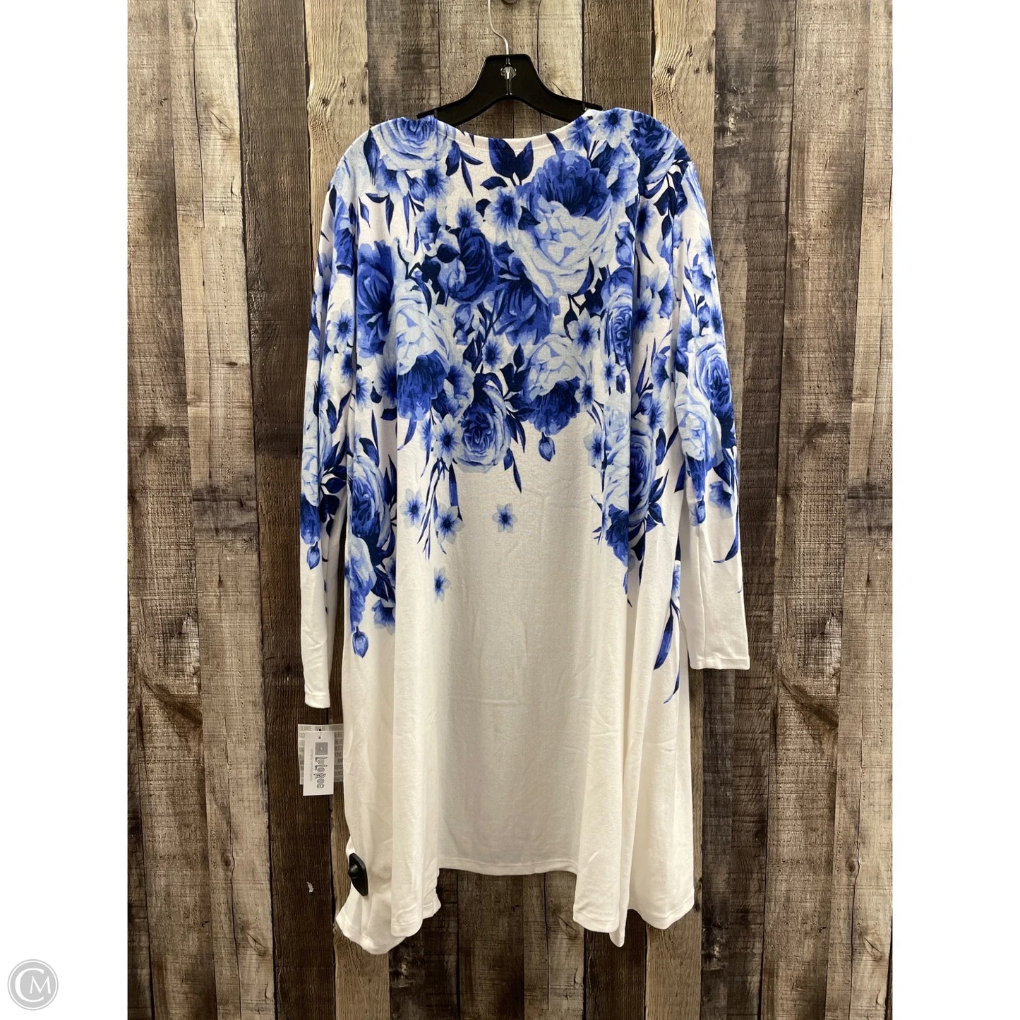 Sweater Cardigan By Lularoe In Blue & White, Size: Xl